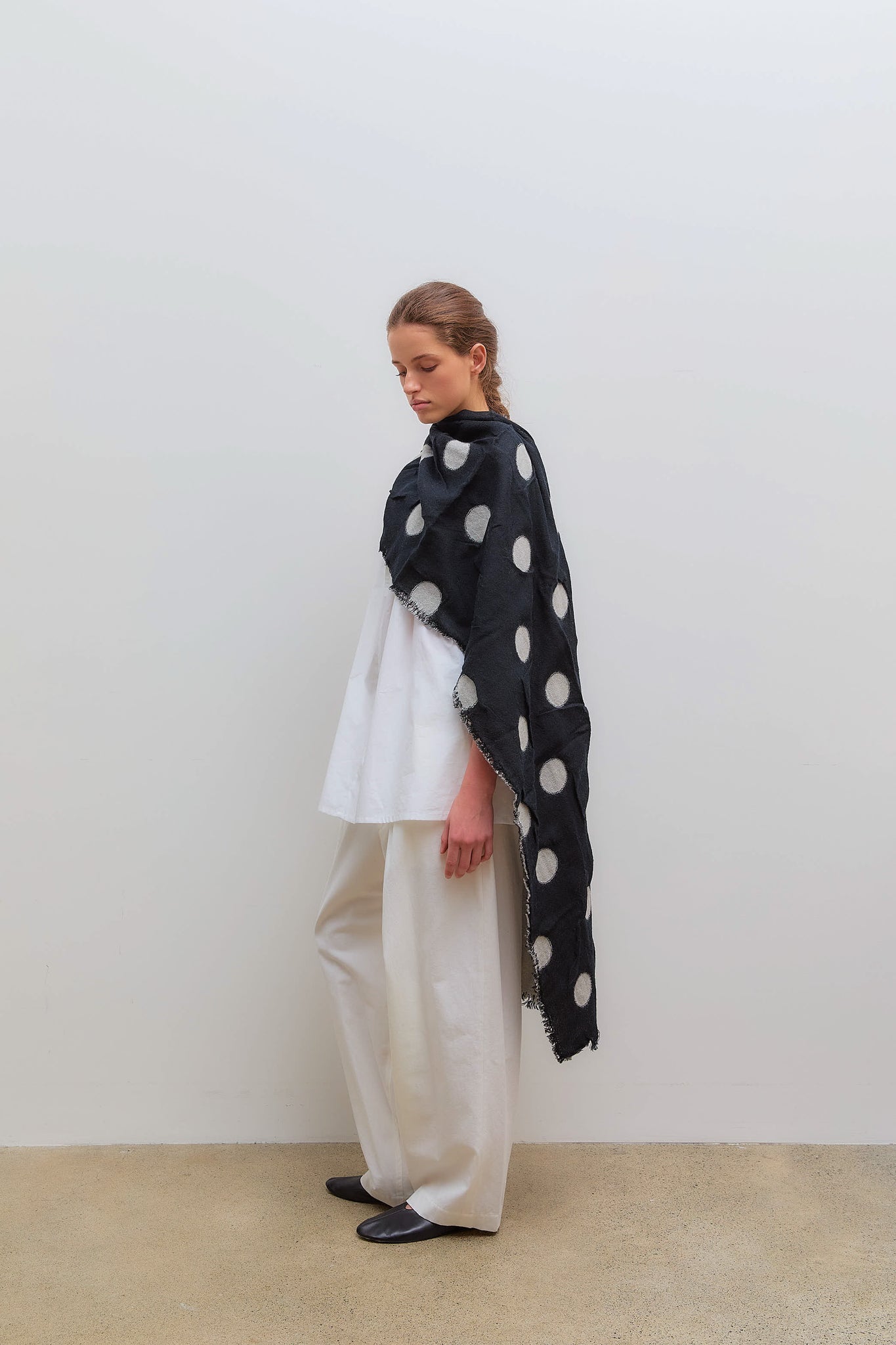 Reversible Polka Dot Scarf Black