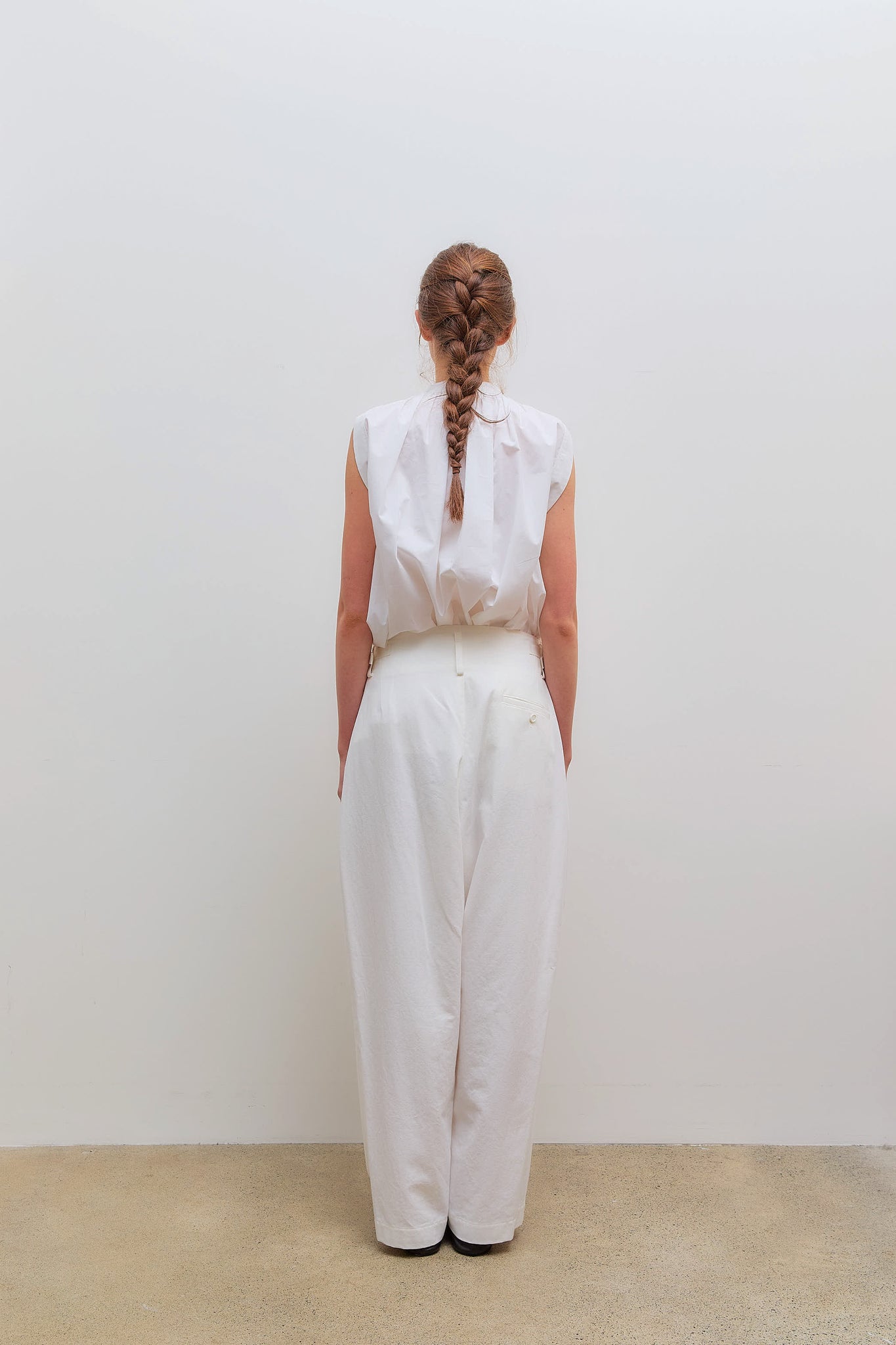 U Double Tuck Wide Pants White