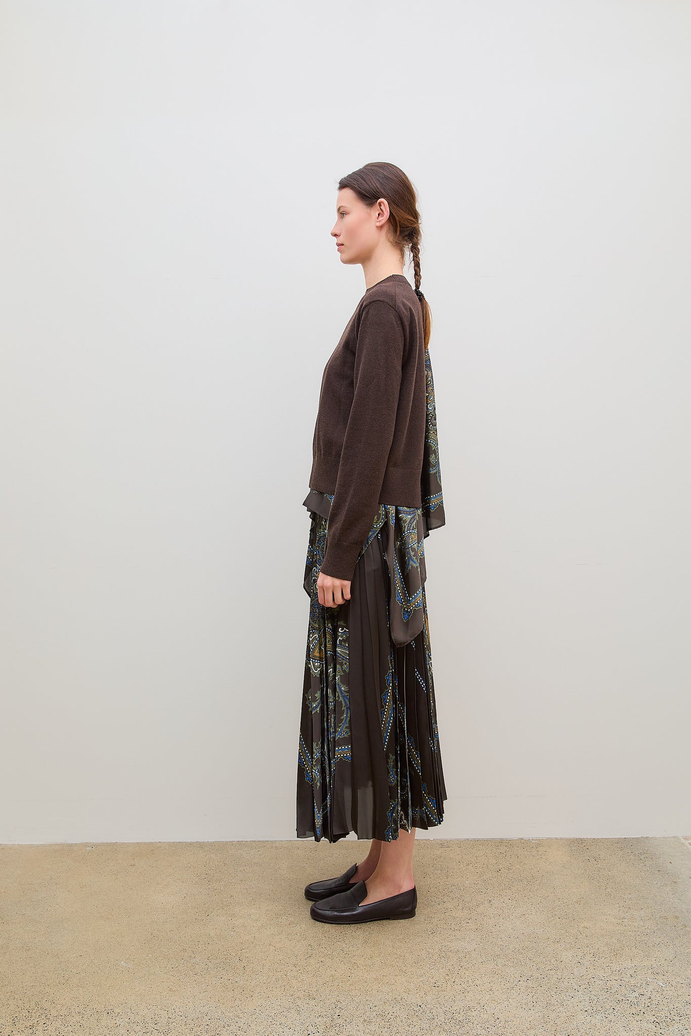 Paisely Print x Wool Knit Brown Pullover