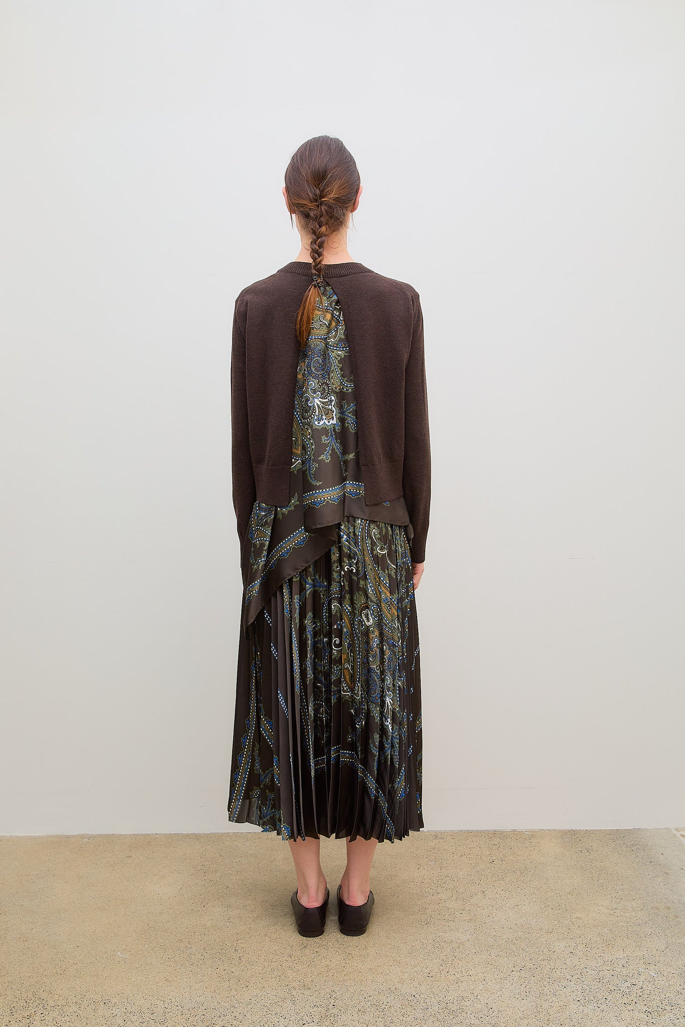 Paisely Print x Wool Knit Brown Pullover