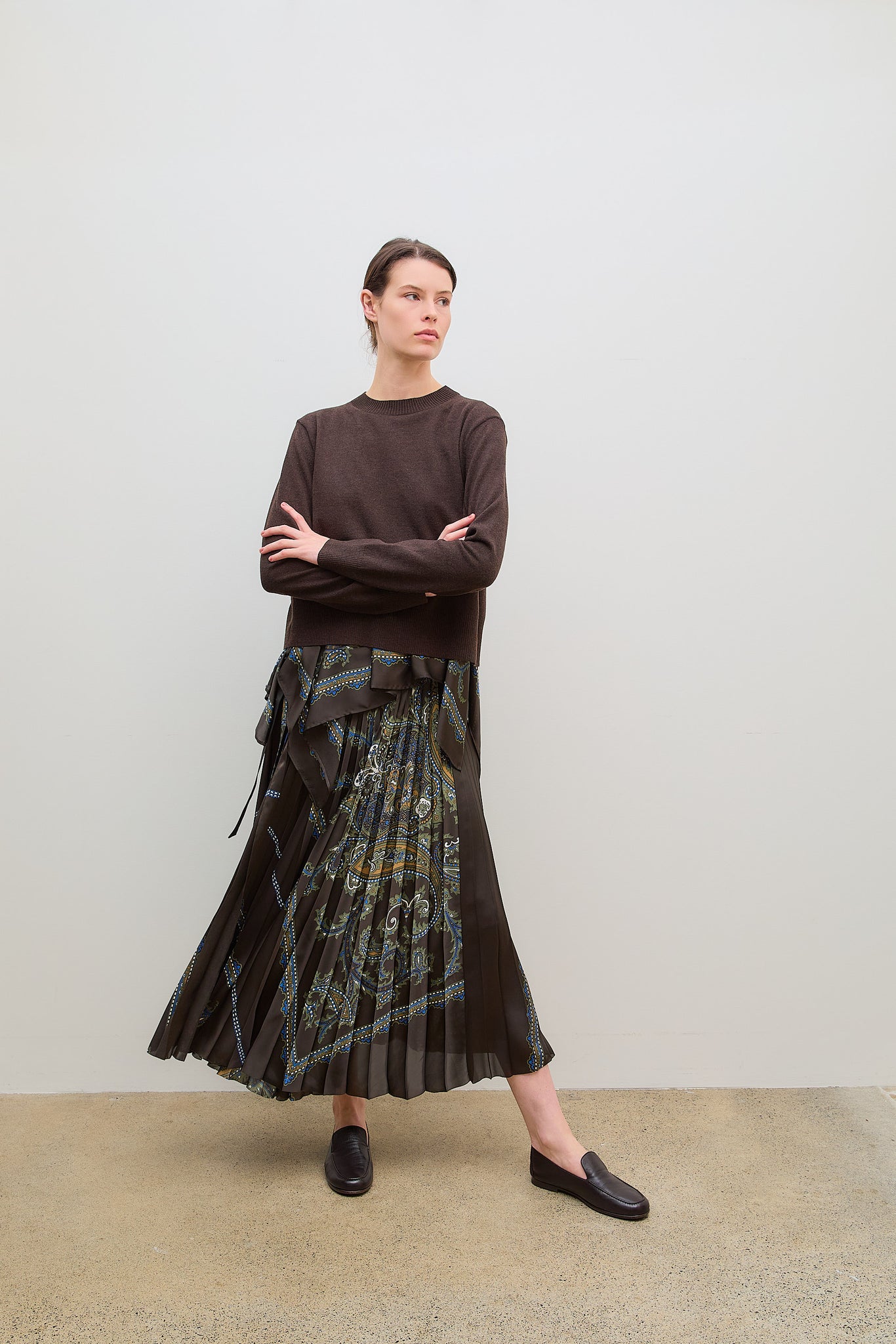 Paisley Print Skirt Khaki