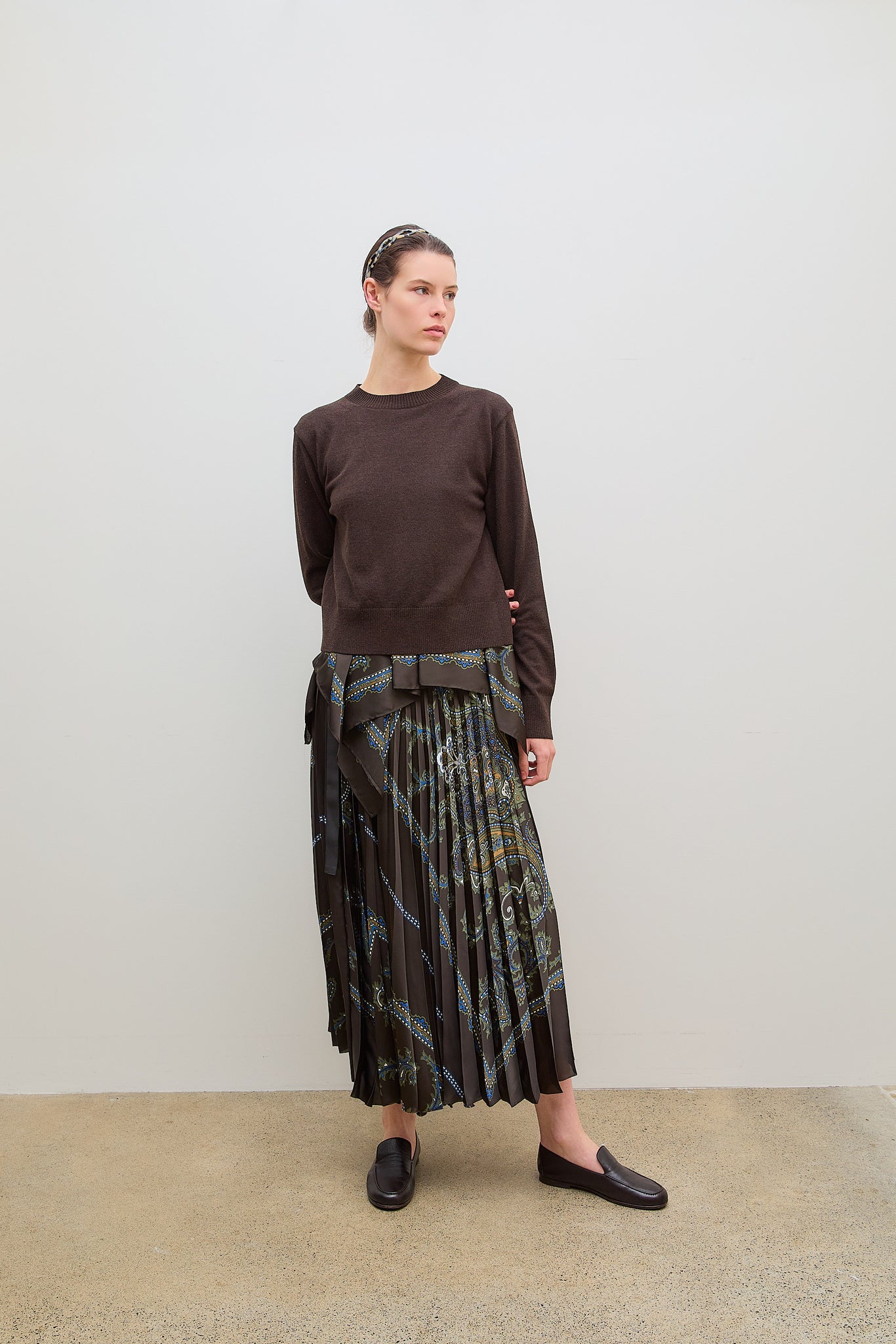 Paisely Print x Wool Knit Brown Pullover