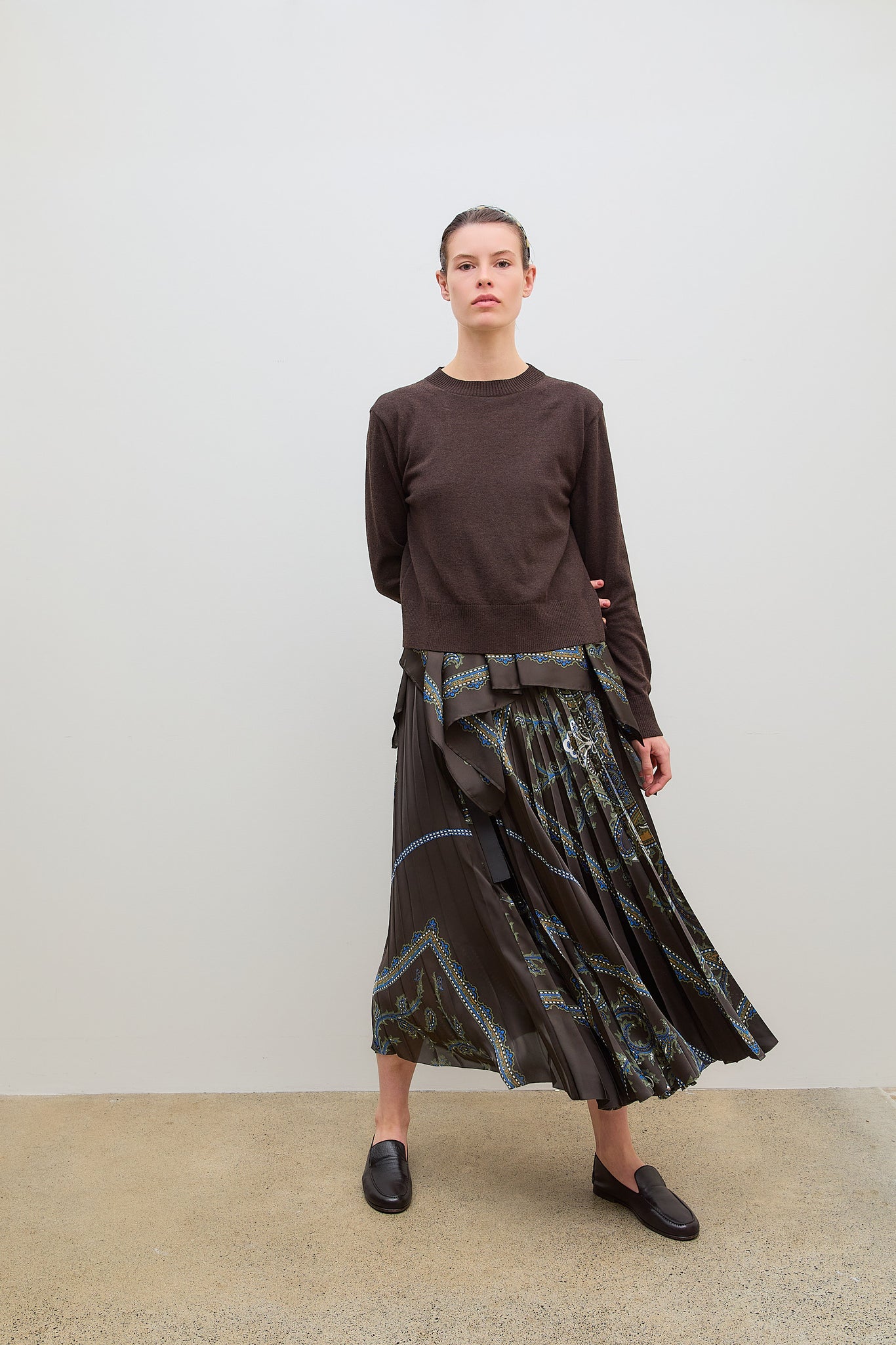 Paisely Print x Wool Knit Brown Pullover