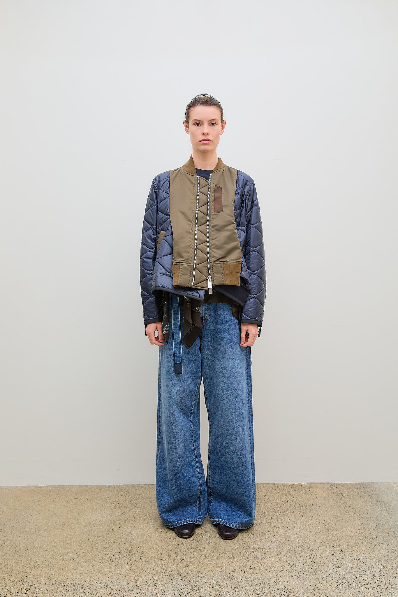 Nylon Twill Blouson Dark Khaki x Navy