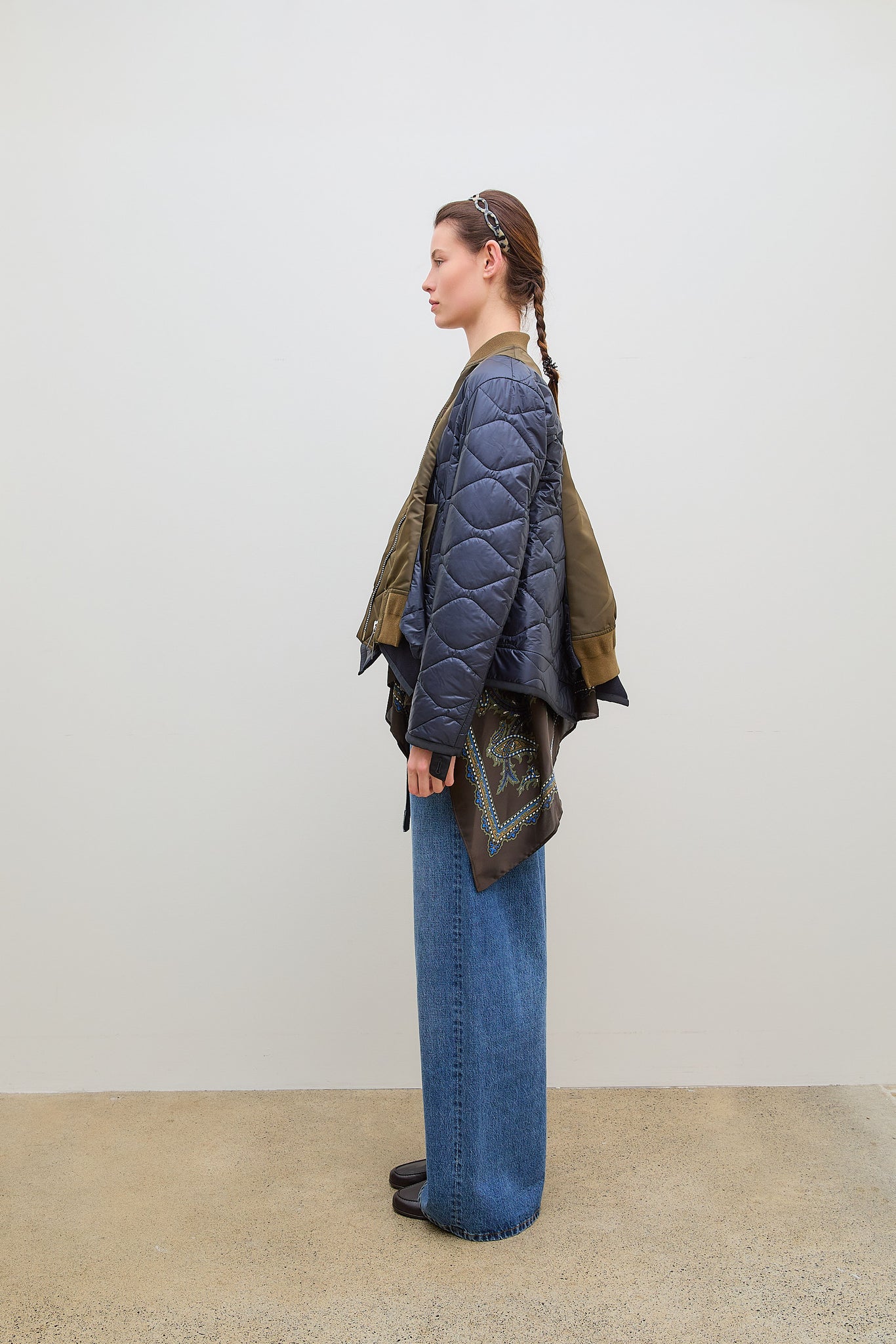 Nylon Twill Blouson Dark Khaki x Navy