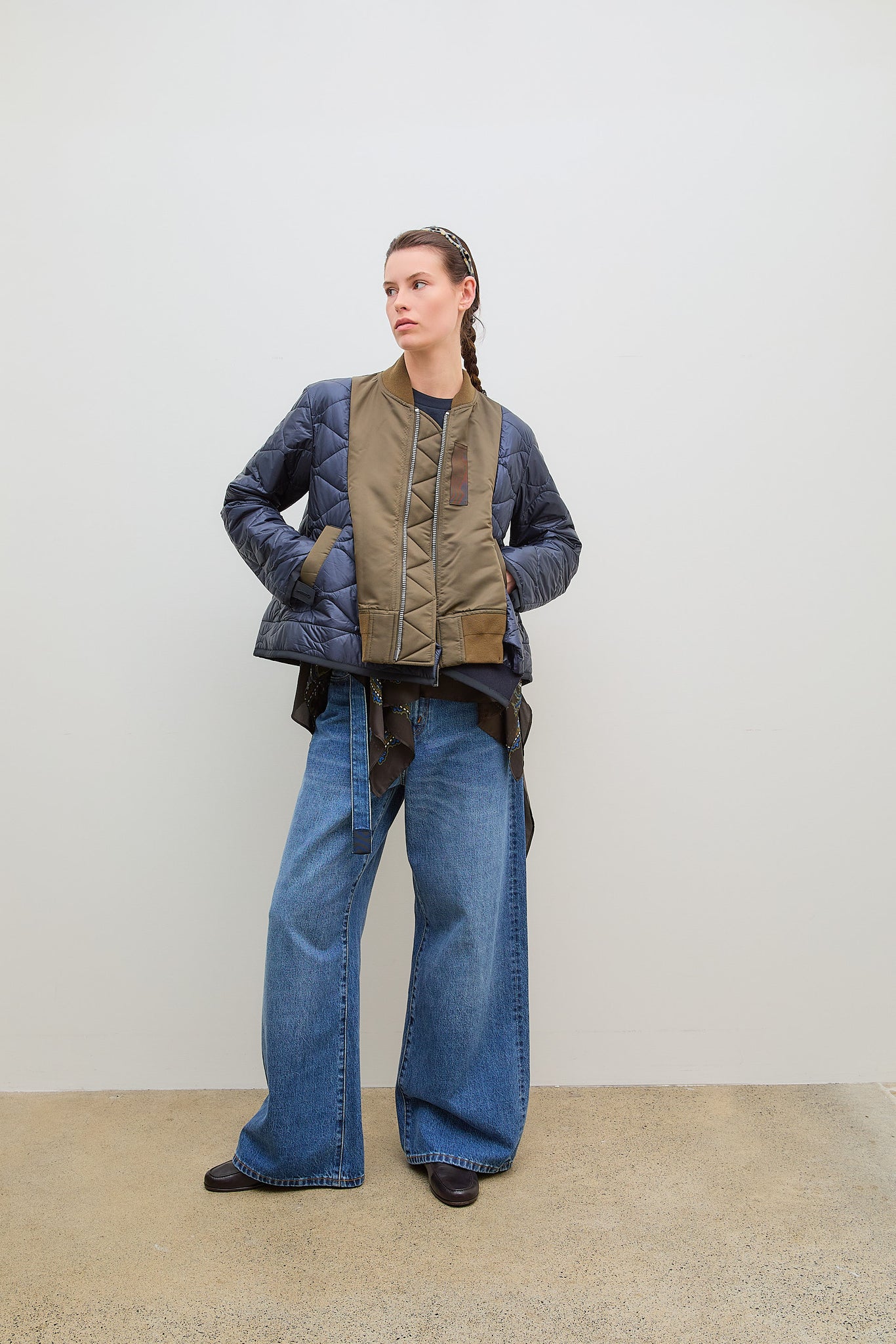 Nylon Twill Blouson Dark Khaki x Navy