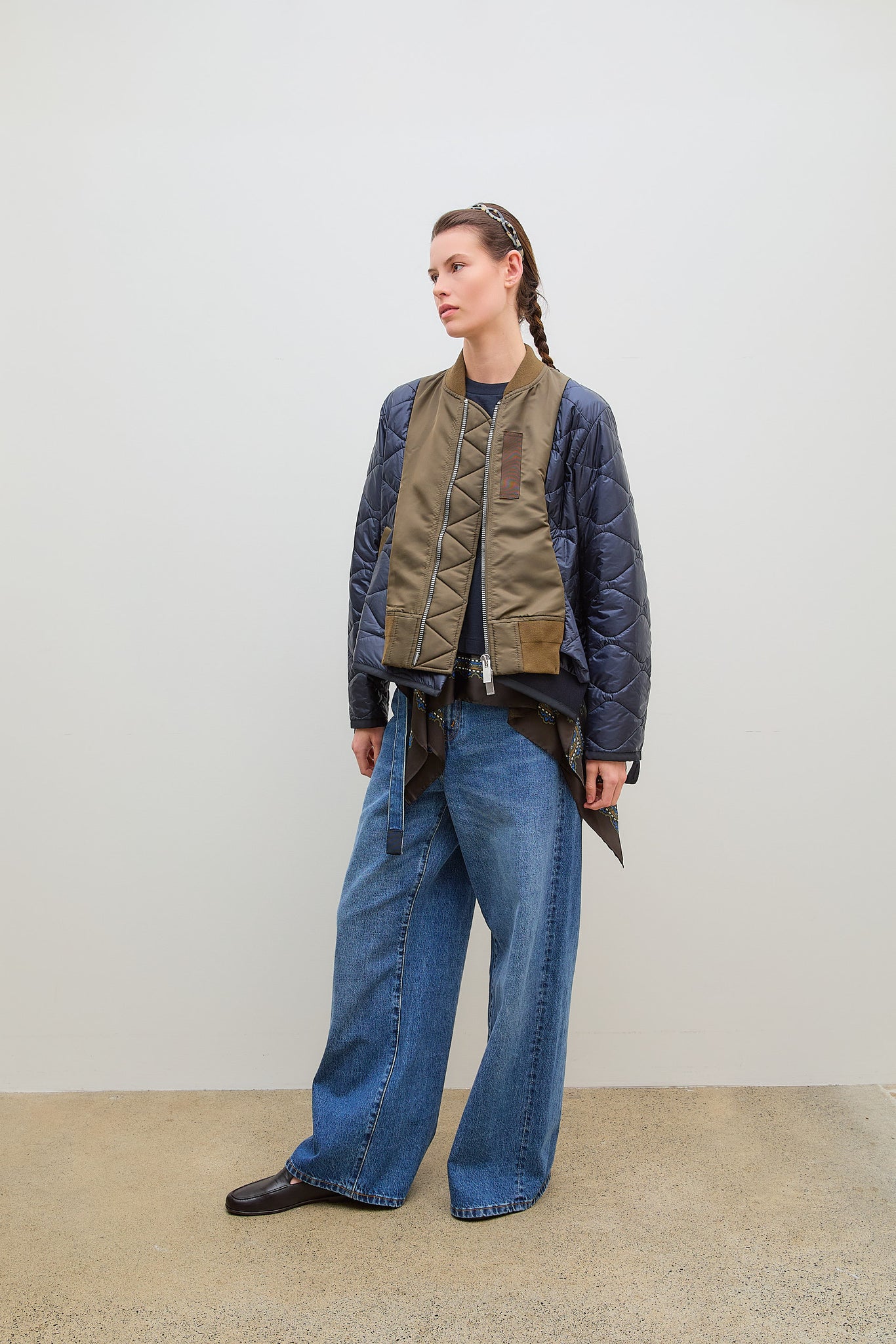 Nylon Twill Blouson Dark Khaki x Navy