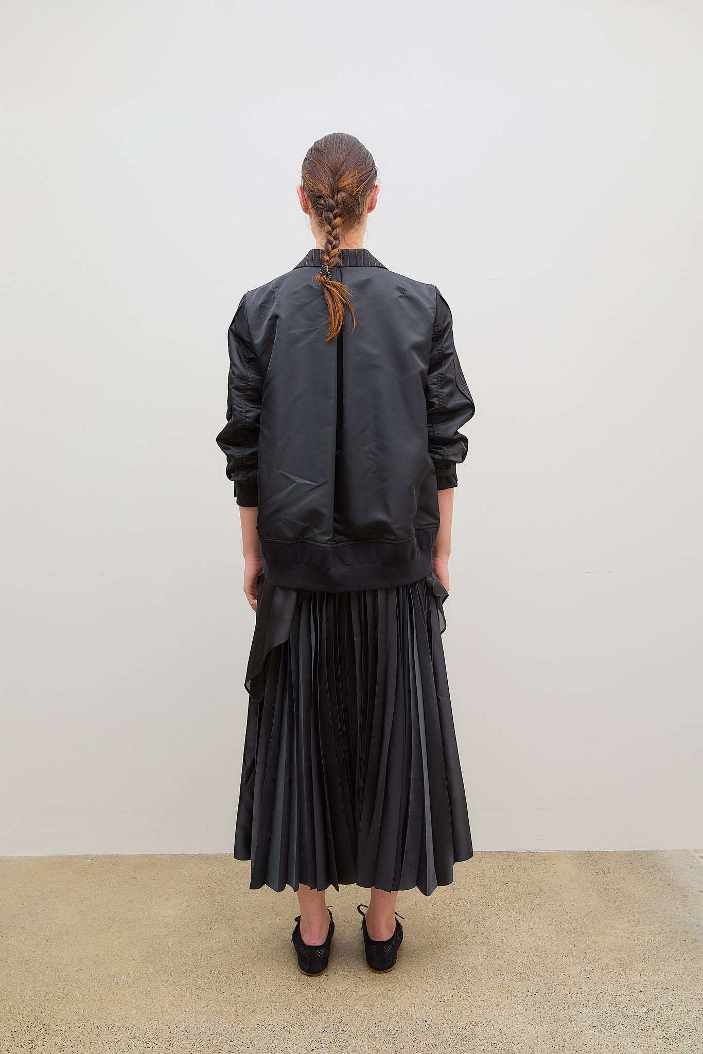 Stripe Doeskin x Nylon Twill Jacket Black