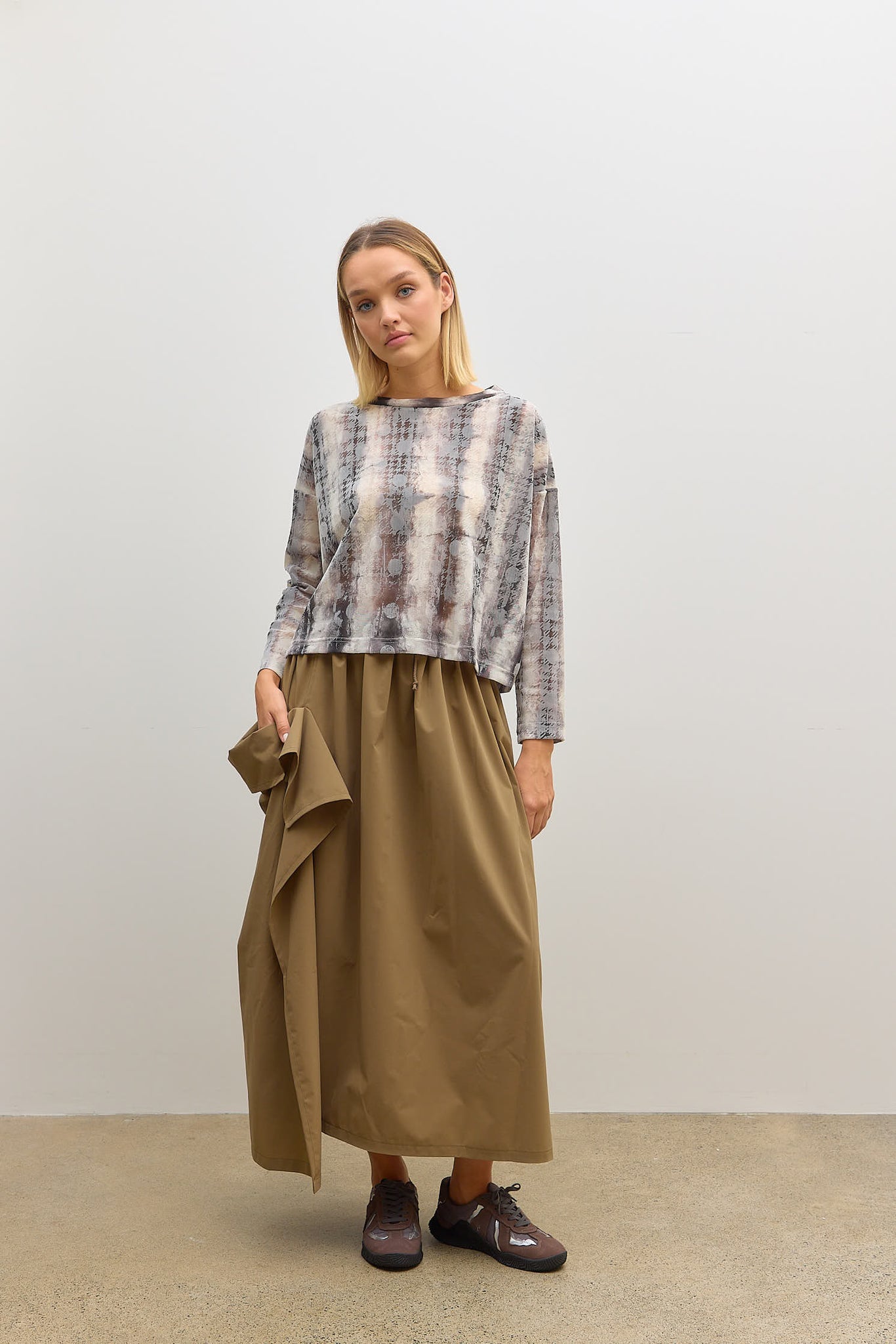 Gathered Skirt Beige