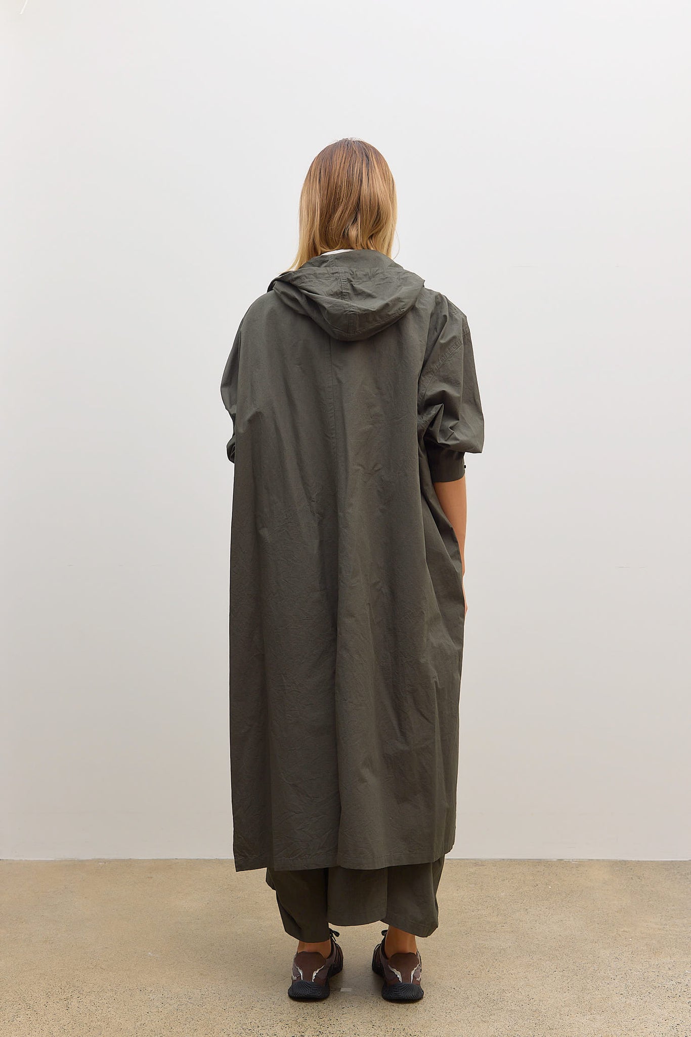 U Hoodie Broadcloth Coat Khaki