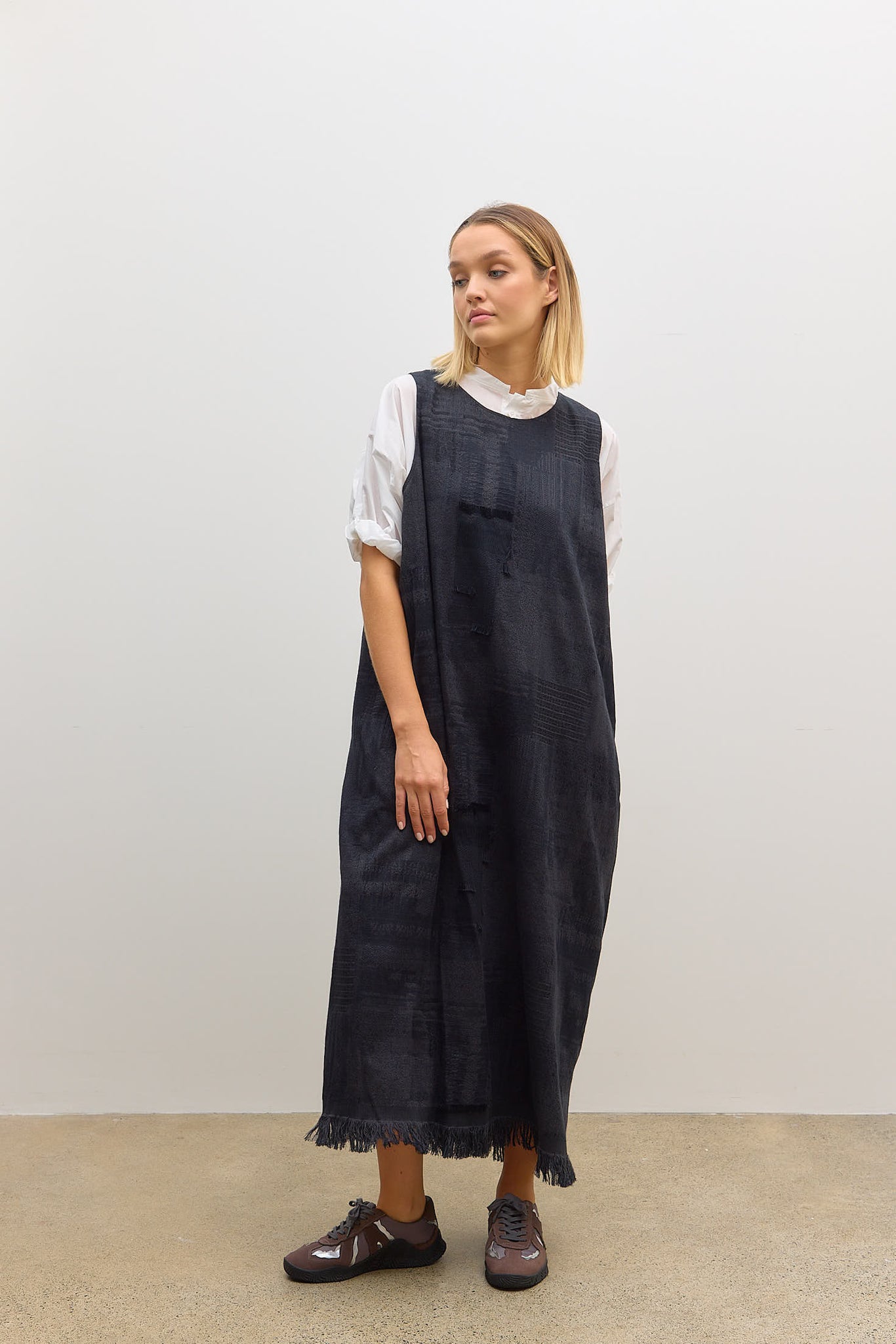 O Asymmetry Sleeveless Dress Grey