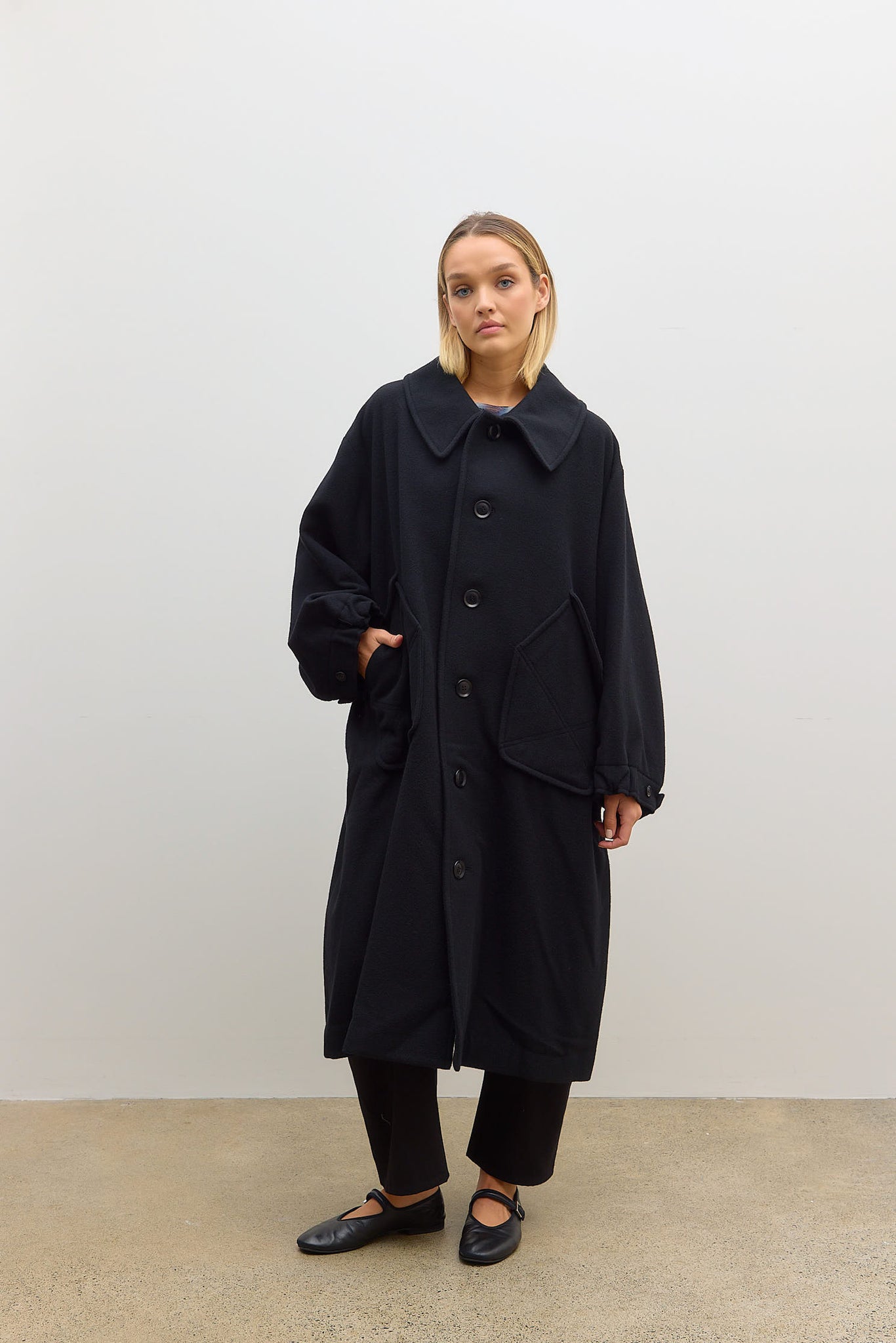 U Big Pocket Coat Black