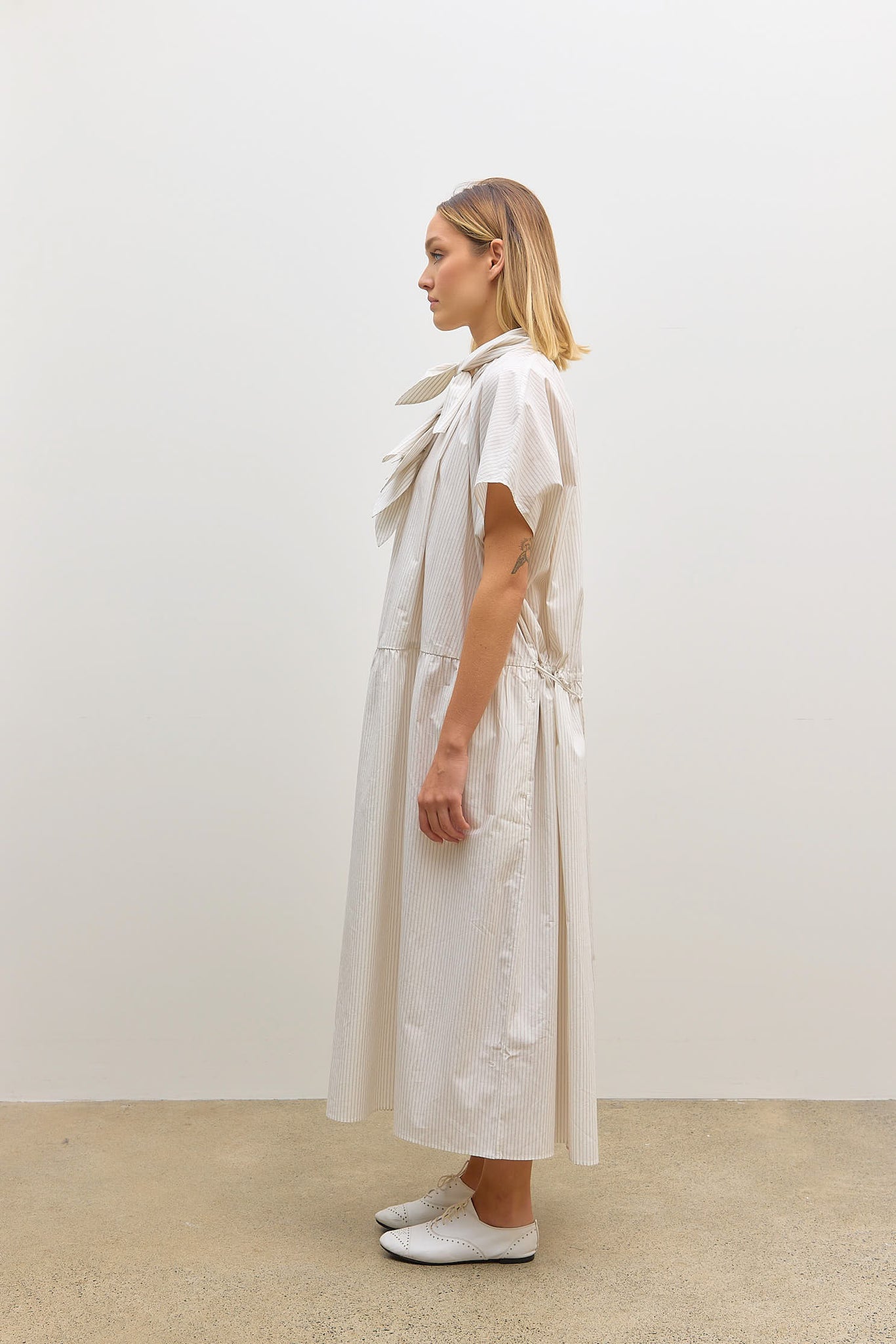 Drop Sleeve Painters Dress Ecru/Rust