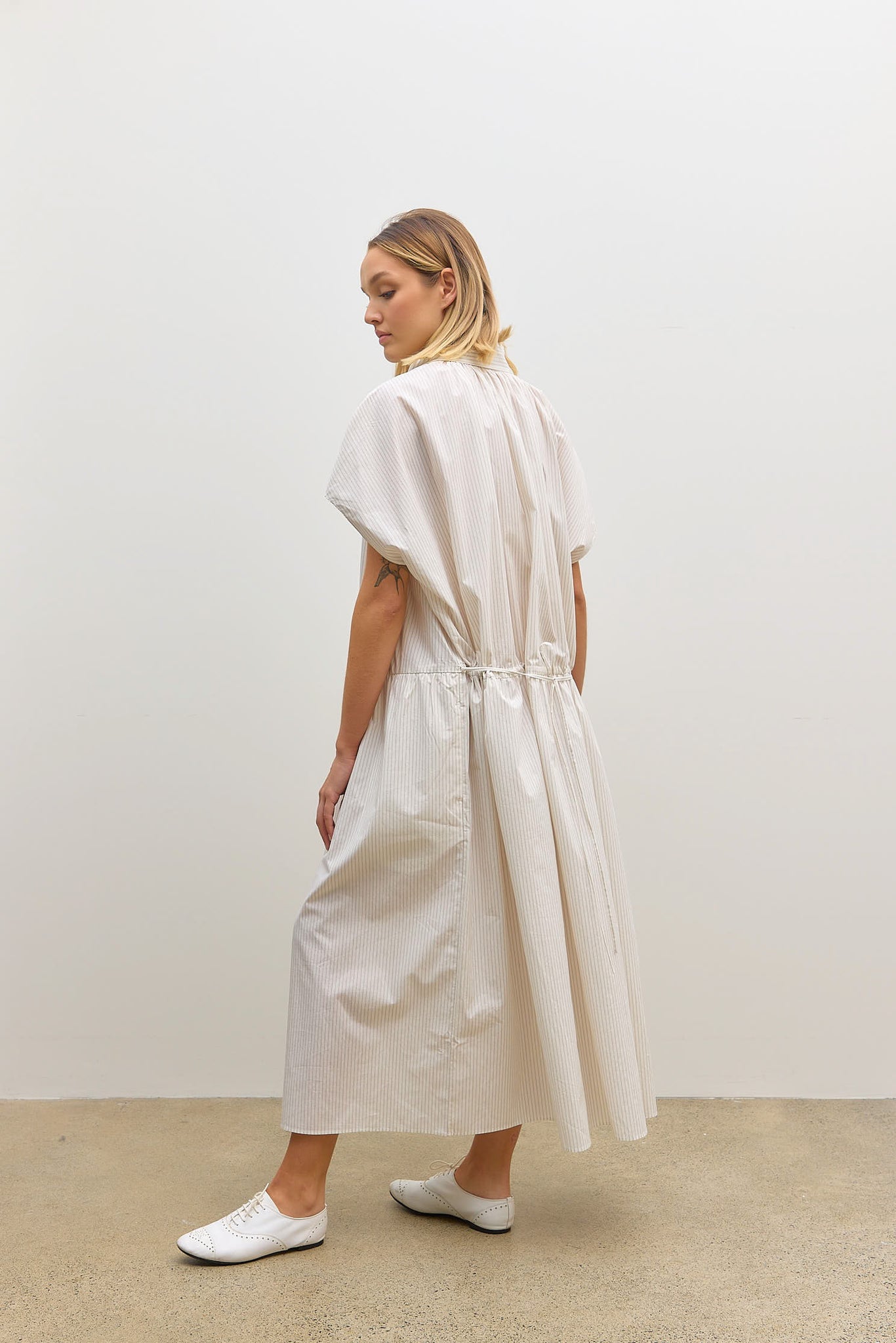 Drop Sleeve Painters Dress Ecru/Rust