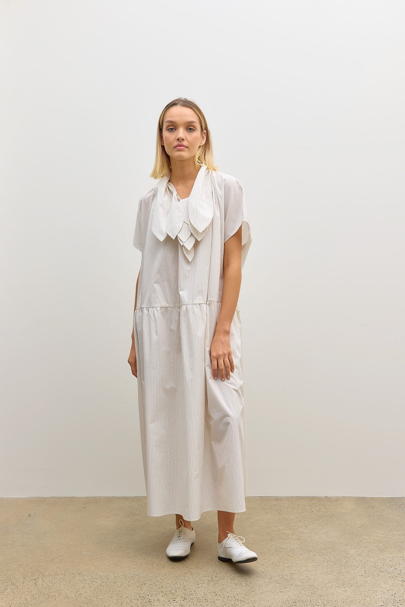 Drop Sleeve Painters Dress Ecru/Rust