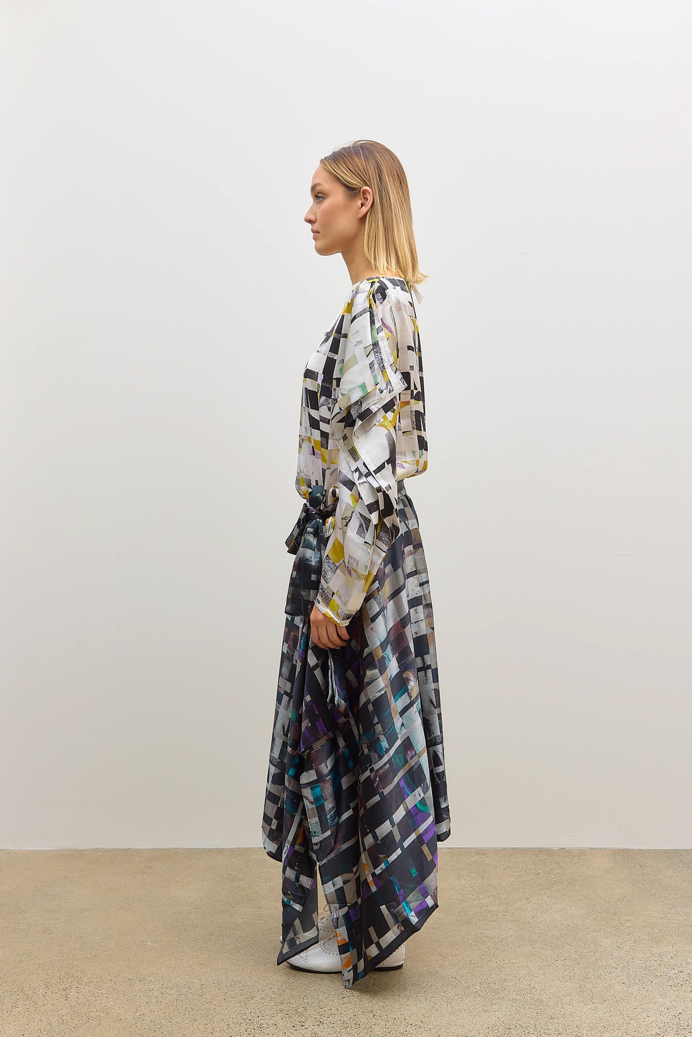 Book Sleeve Drape Dress Multi