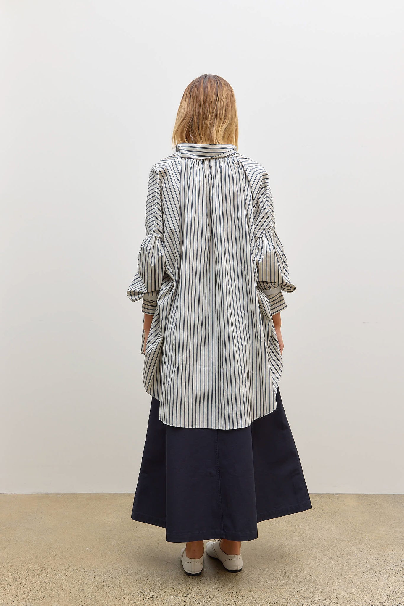 Multi Tie Painters Shirt Ecru Blue