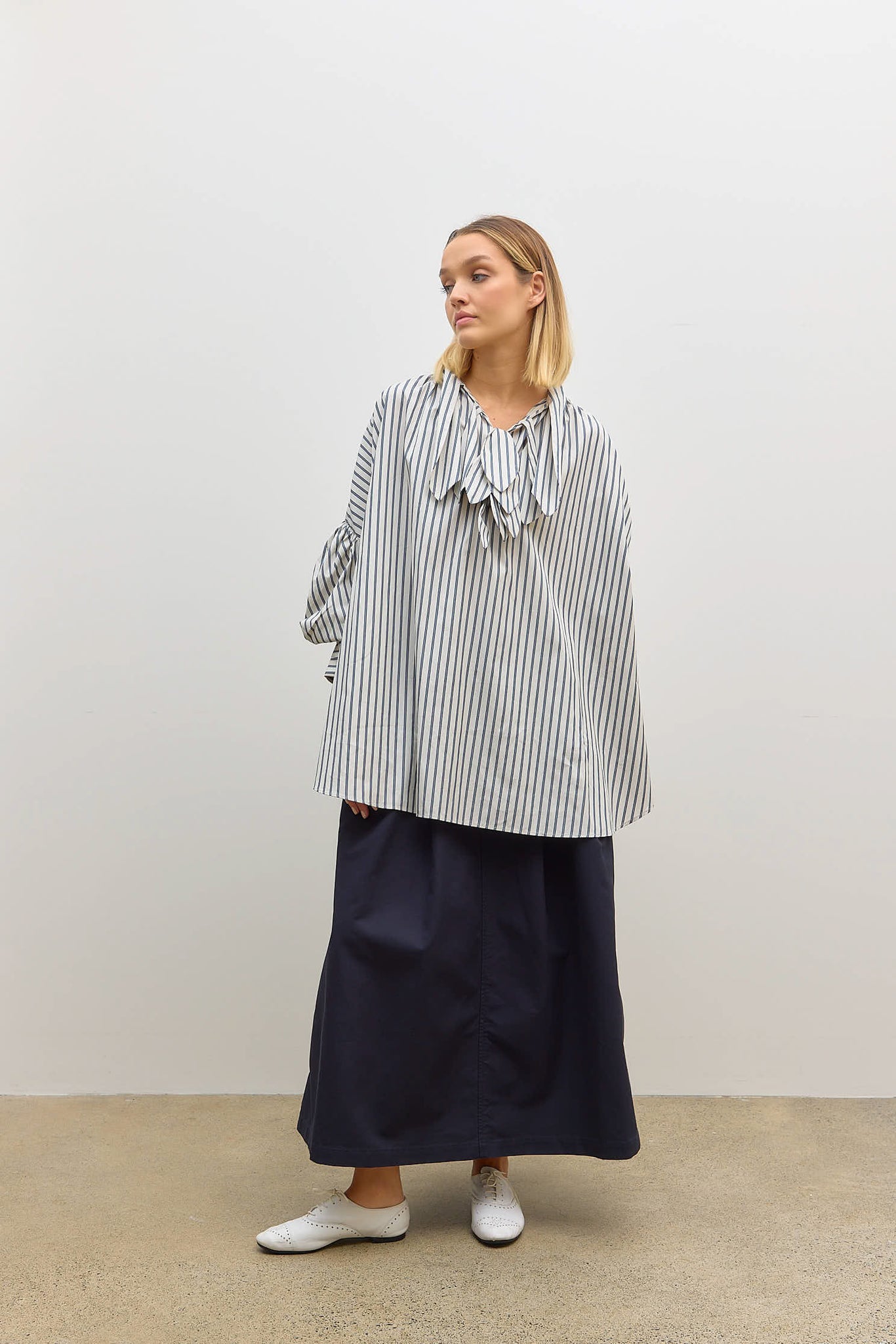 Multi Tie Painters Shirt Ecru Blue