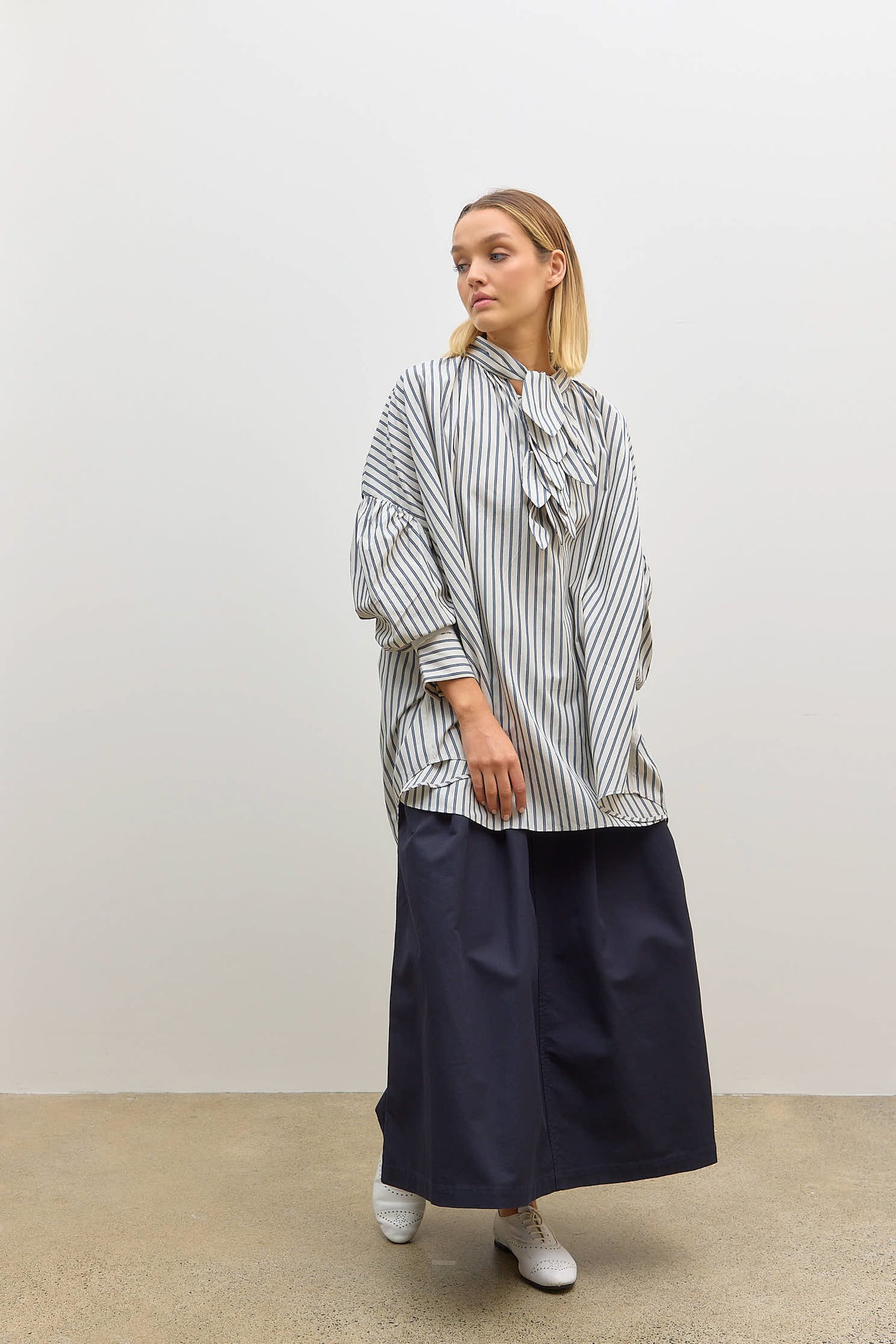 Multi Tie Painters Shirt Ecru Blue