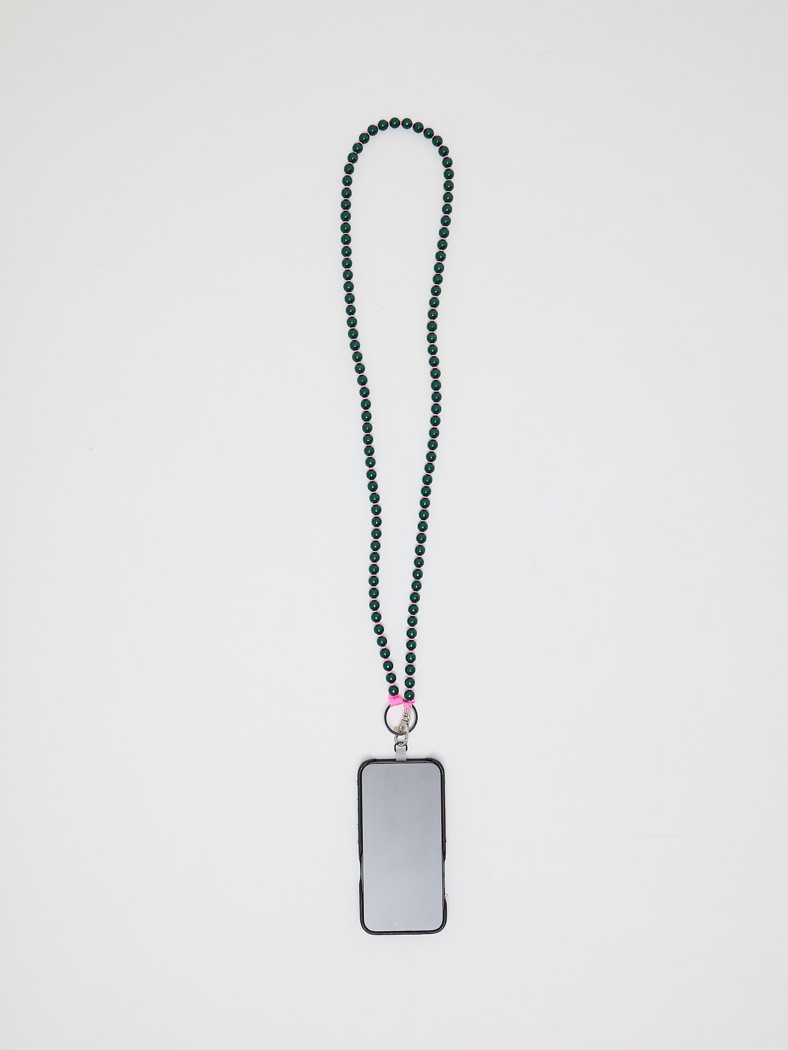 Phone Necklace Dark Green Pink