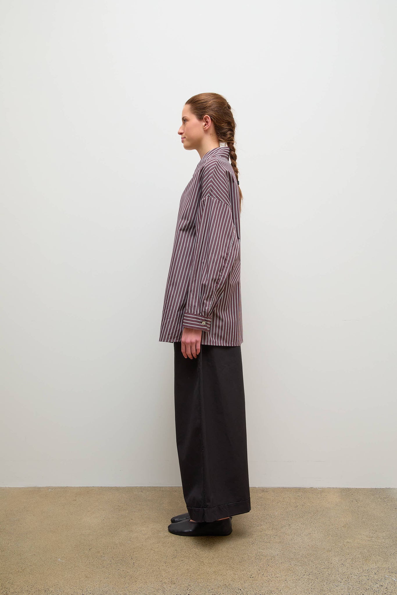 Claudia Shirt Cotton Poplin Brown Stripe