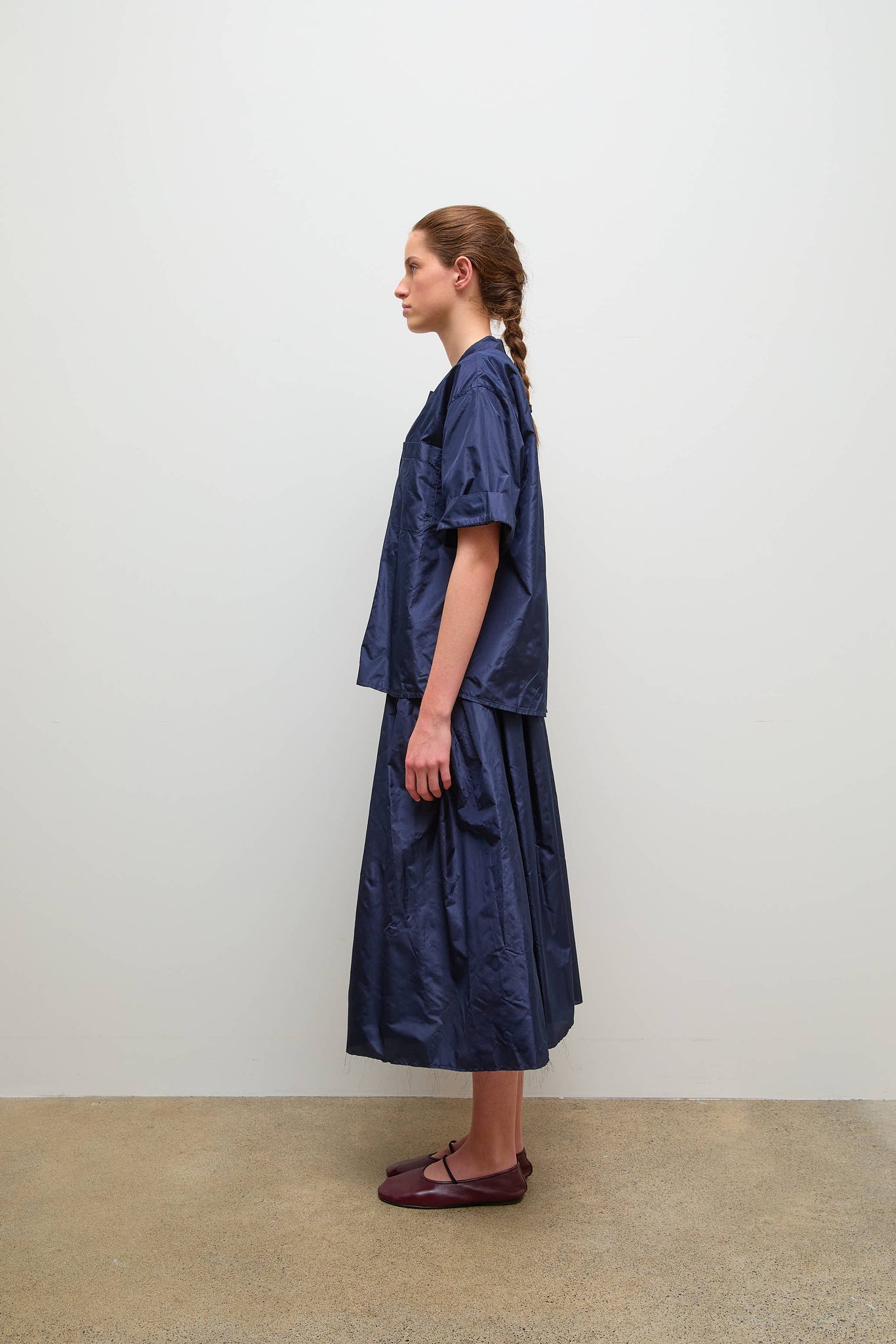Rafa Shirt Navy Silk Taffeta