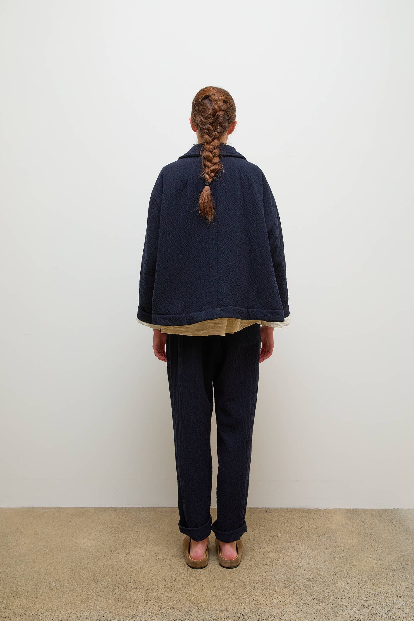 Drays Padded Jacket Navy Wool Cashmere