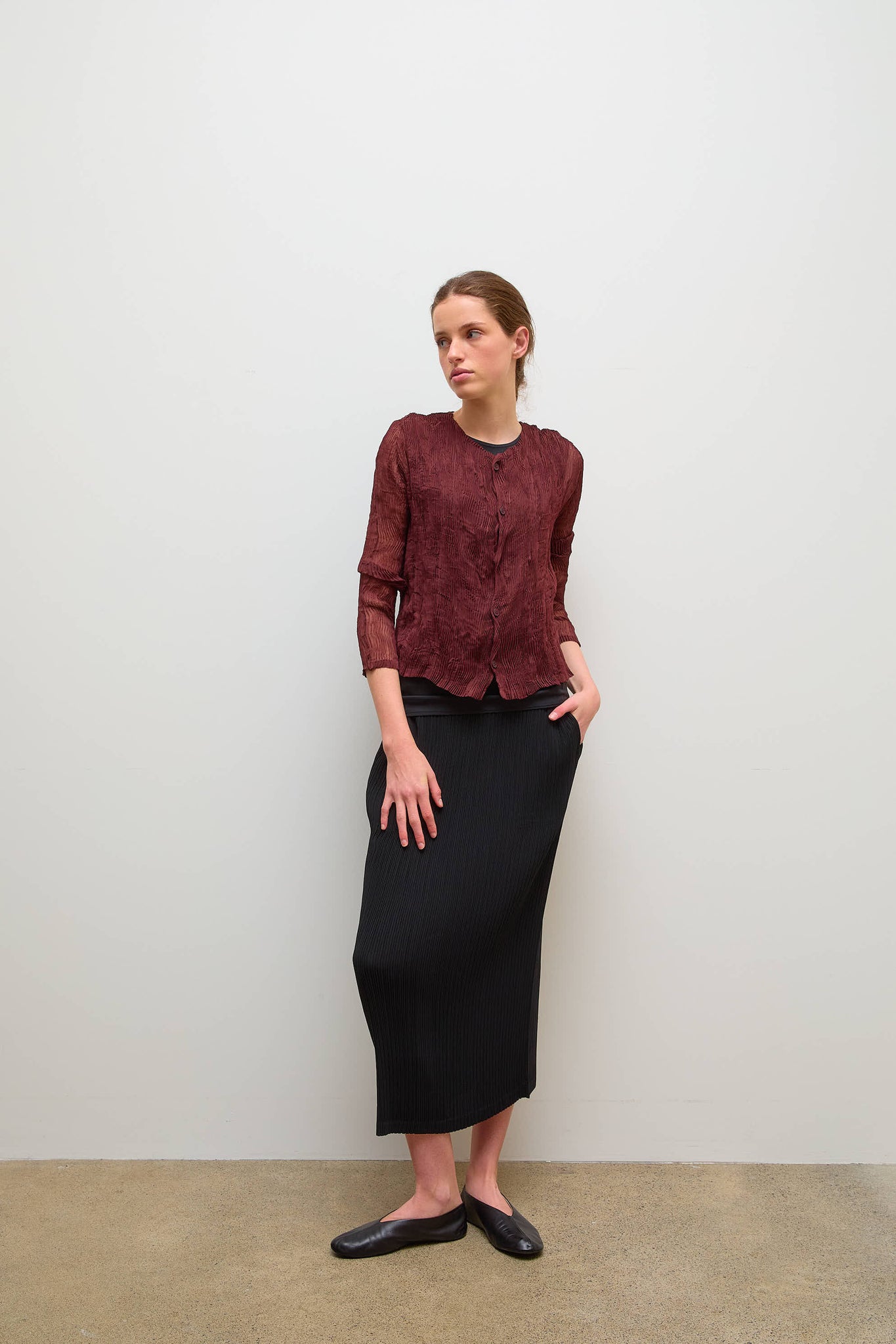 Chiffon Twist Cardigan Brown