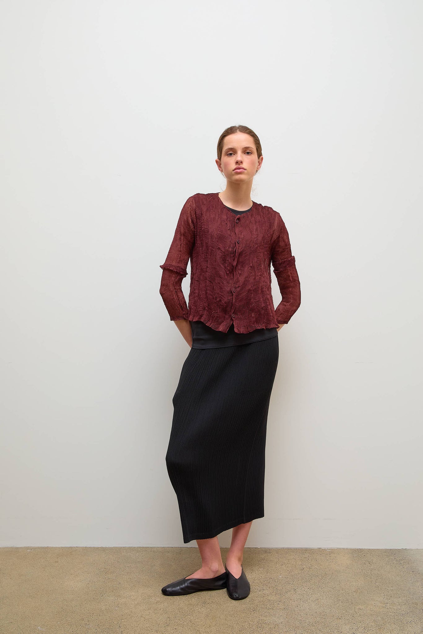 Chiffon Twist Cardigan Brown