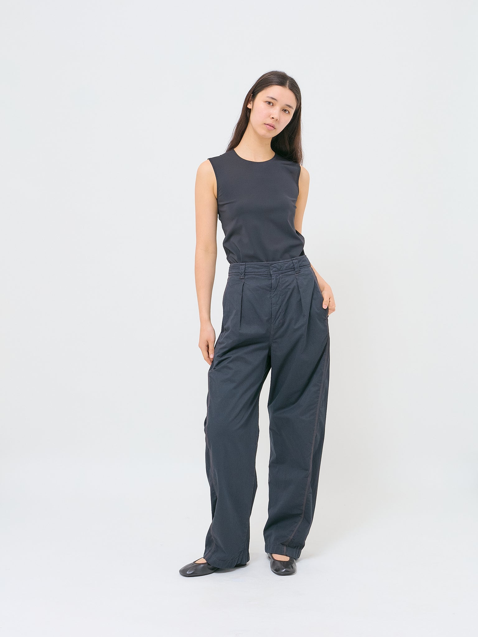 Multi Topstitch Pants Ash Black