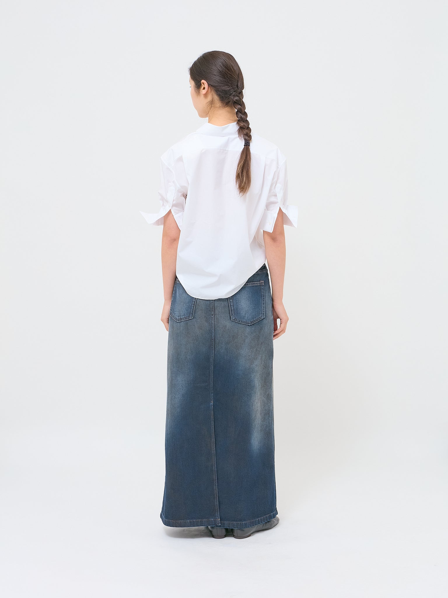 Denim Skirt w Belt Dark Blue