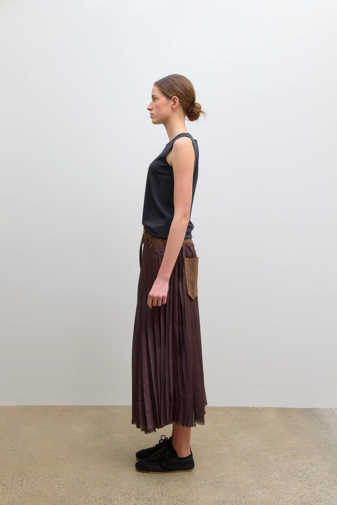 Denim Wrap Skirt Brown