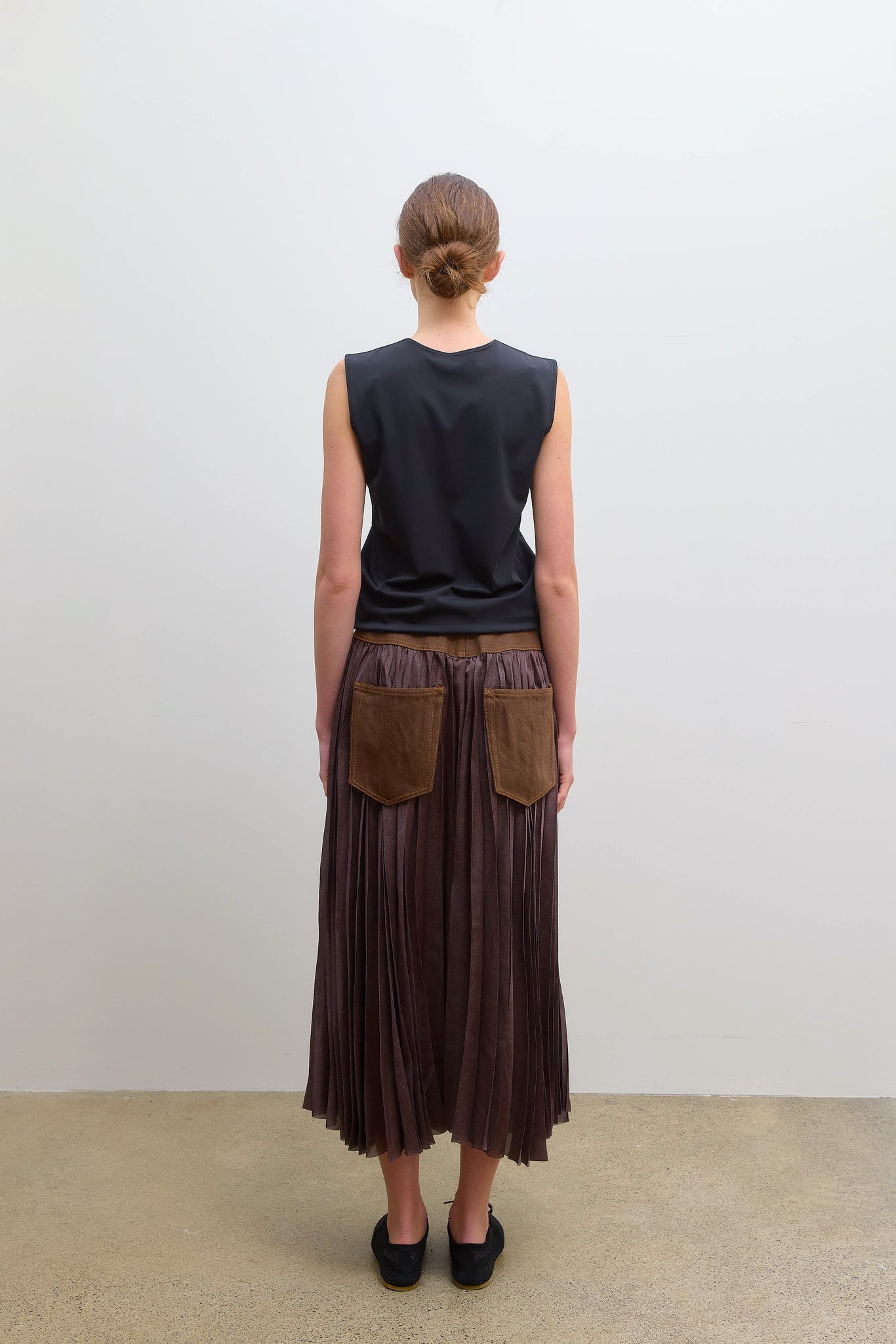 Denim Wrap Skirt Brown