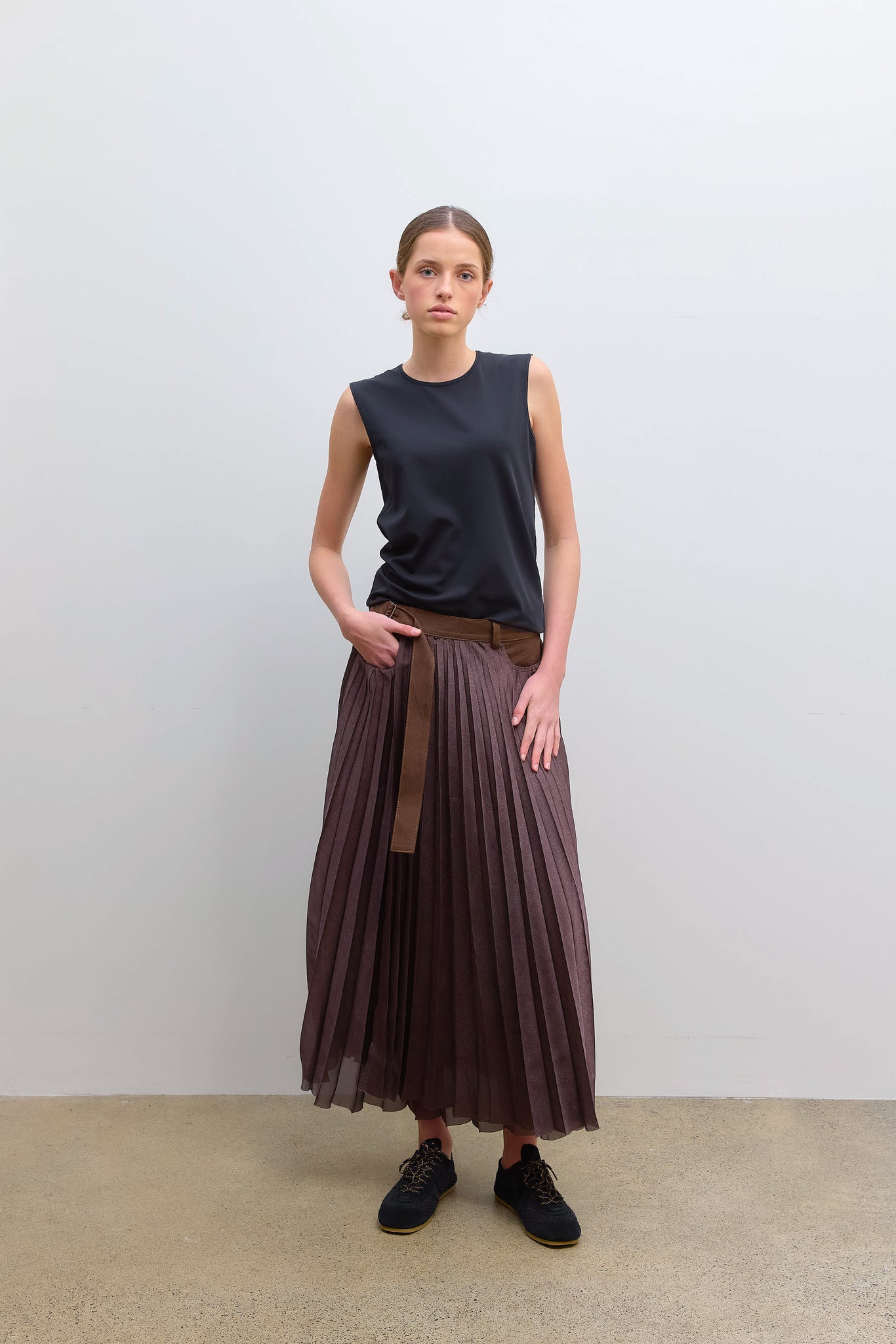 Denim Wrap Skirt Brown