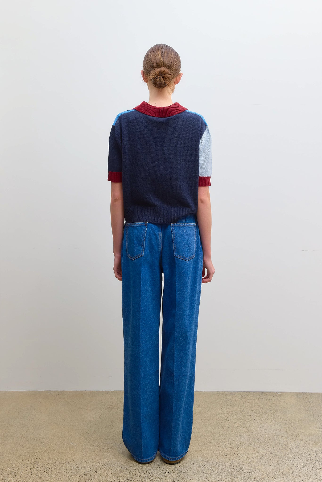 Cashmere Cropped V Neck Sweater Blue