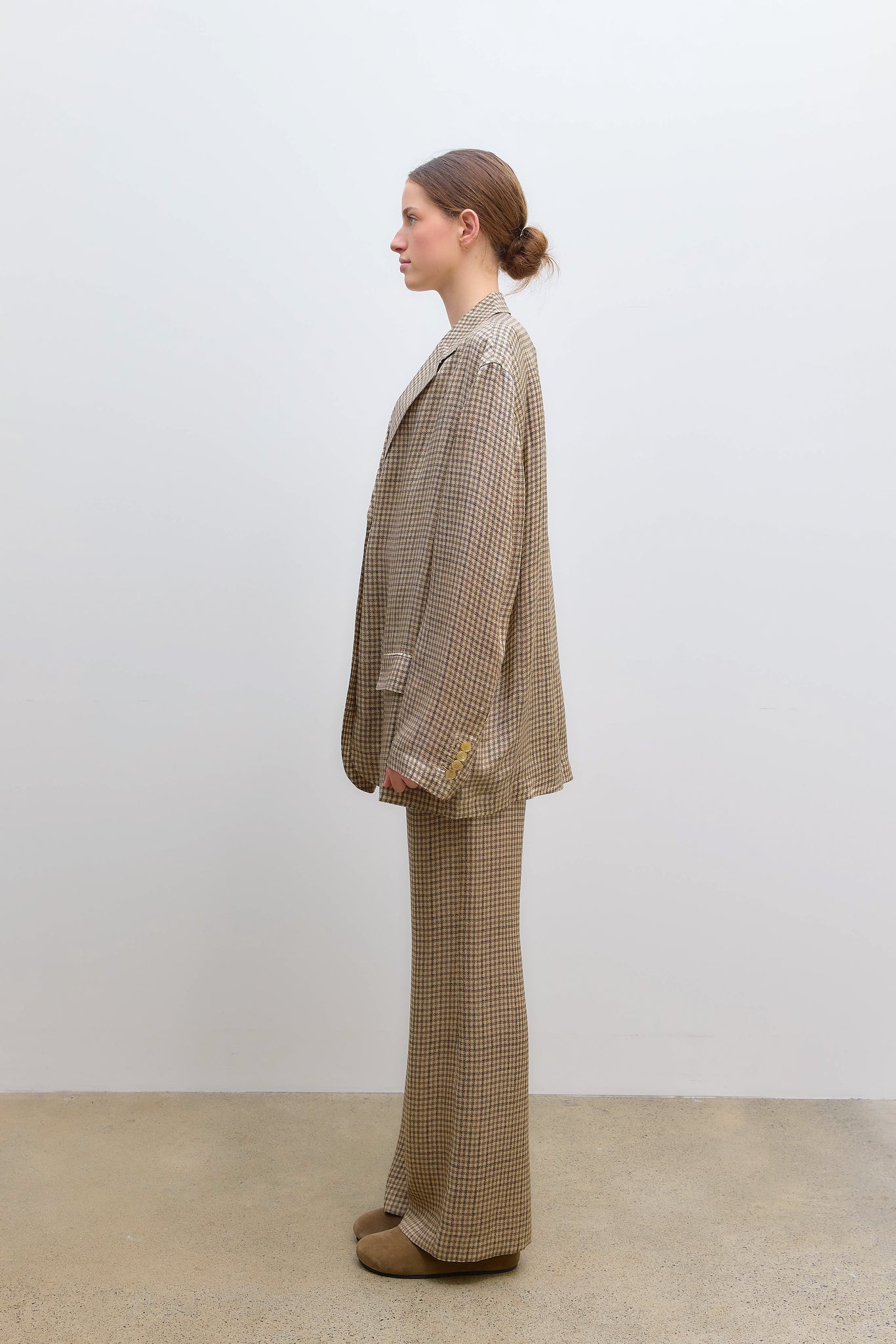 Check Suit Jacket Beige