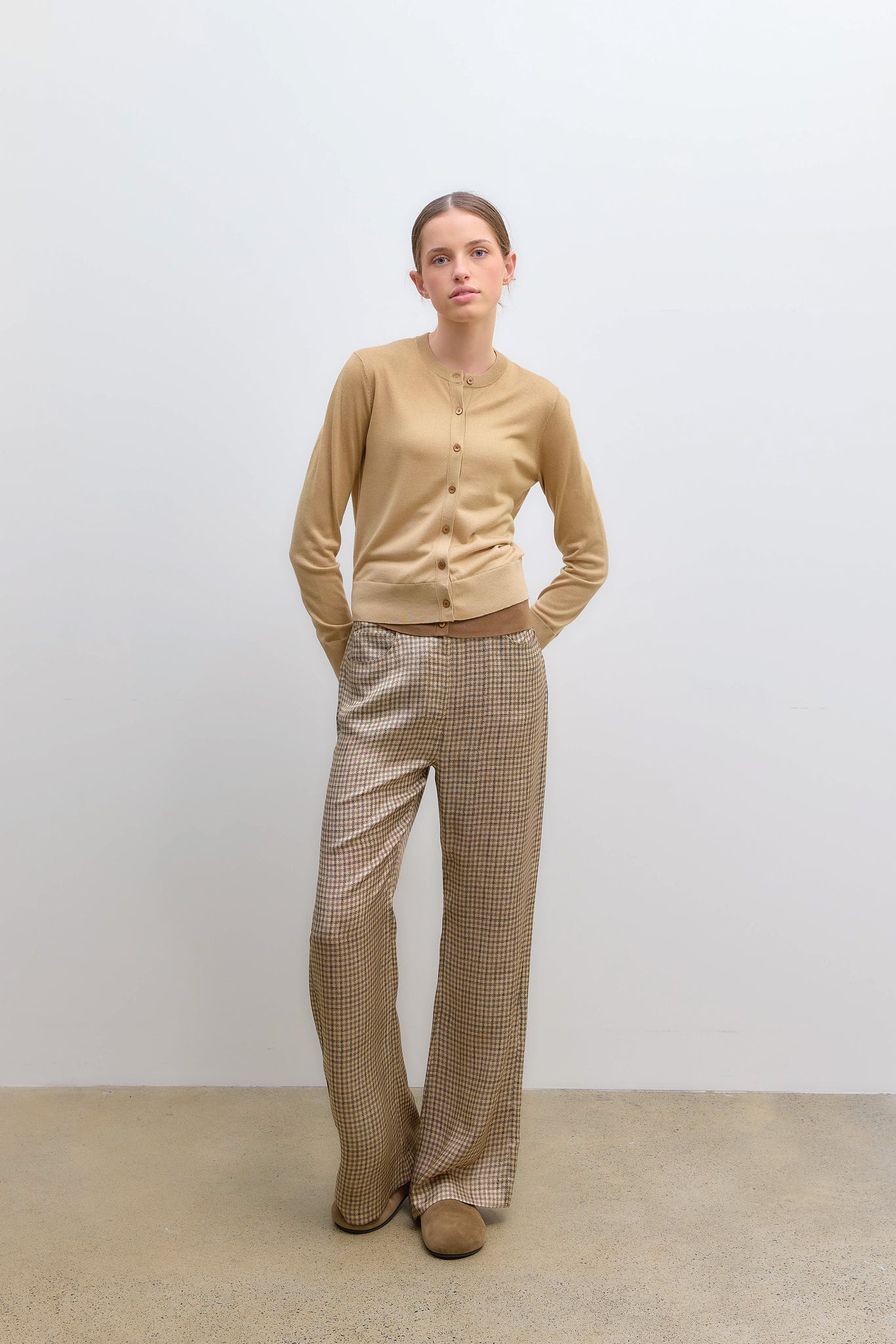 Check Suit Trousers Beige
