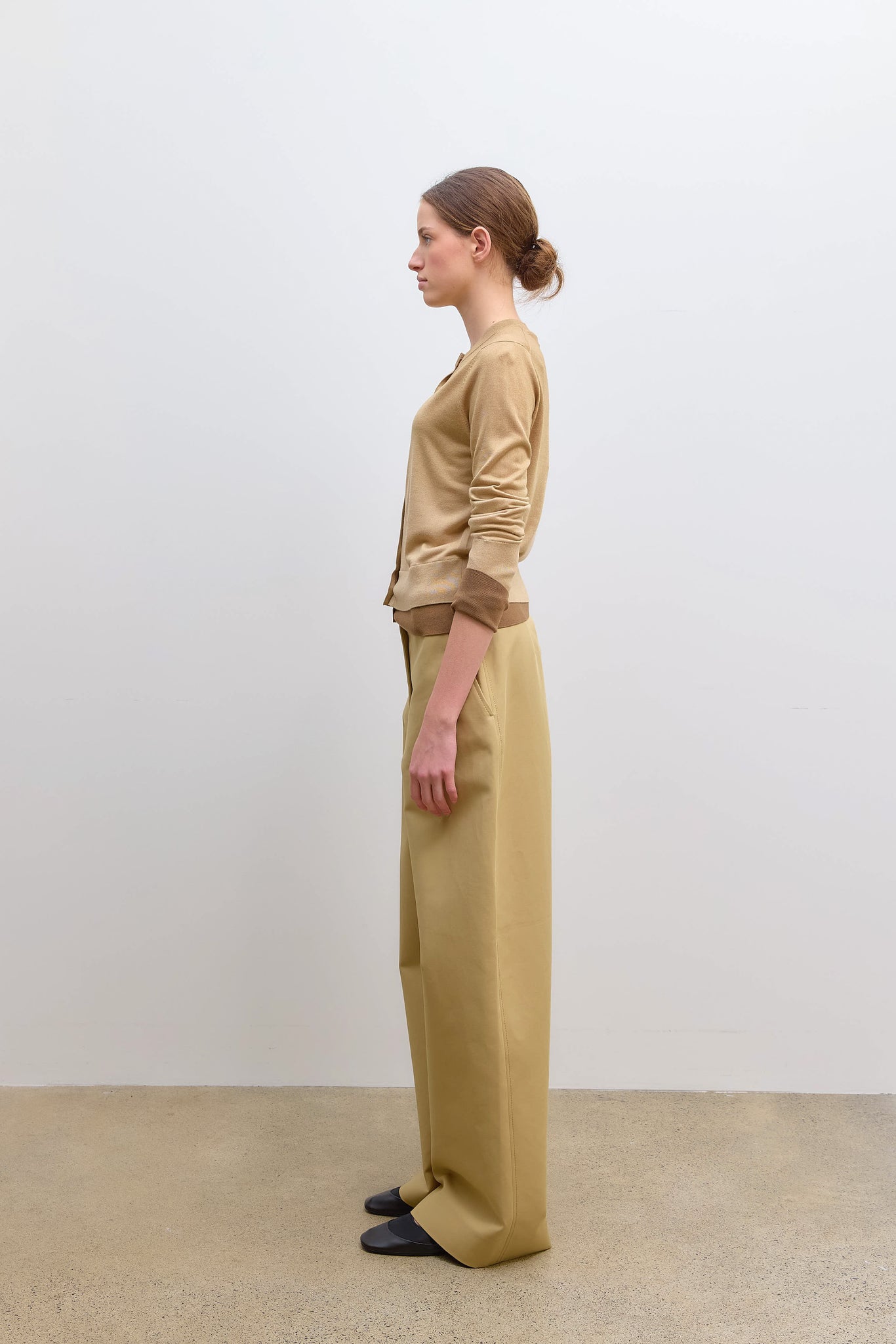 Layered Silk Knit Cardigan Sand