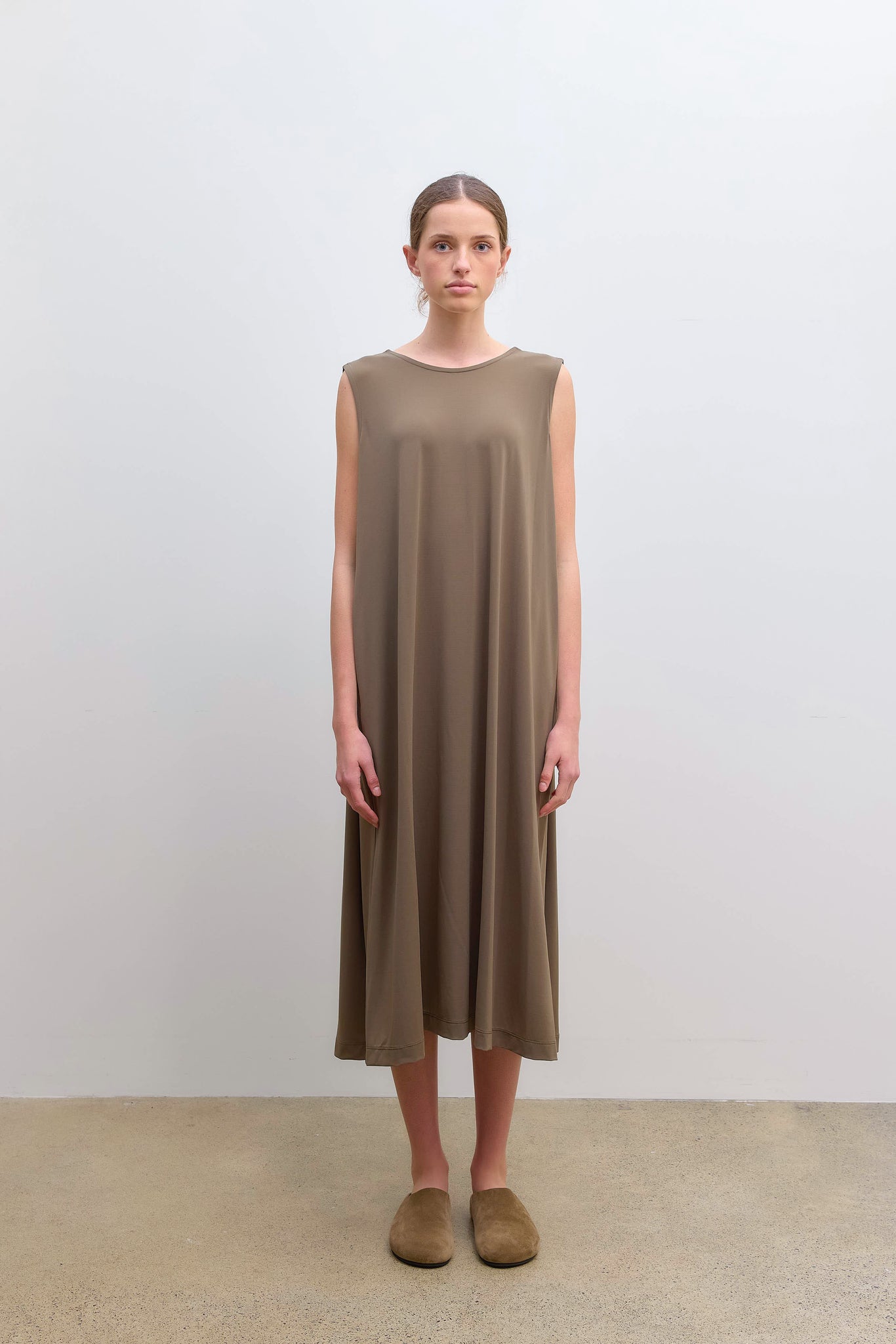 Drape Jersey Dress Khaki