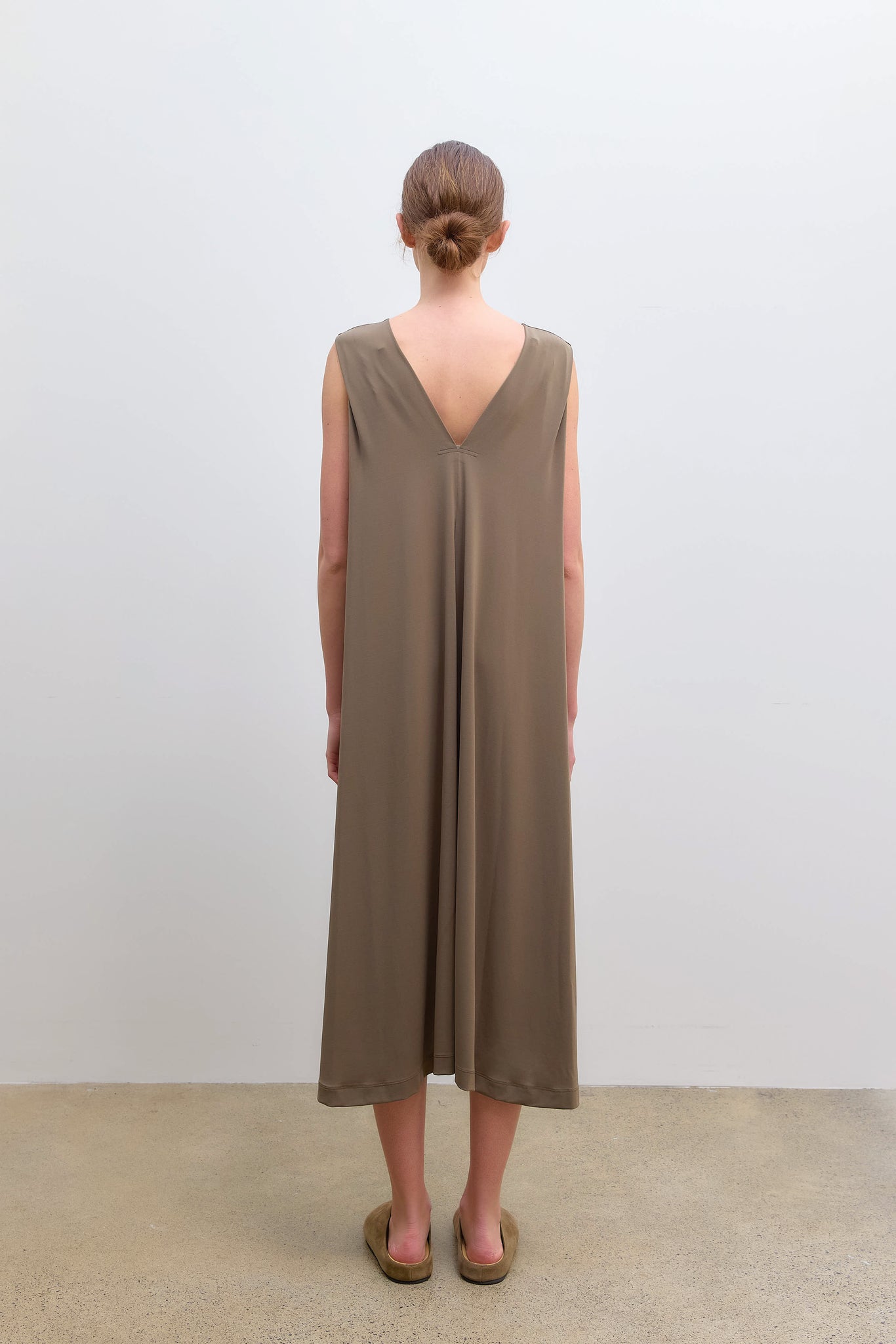 Drape Jersey Dress Khaki