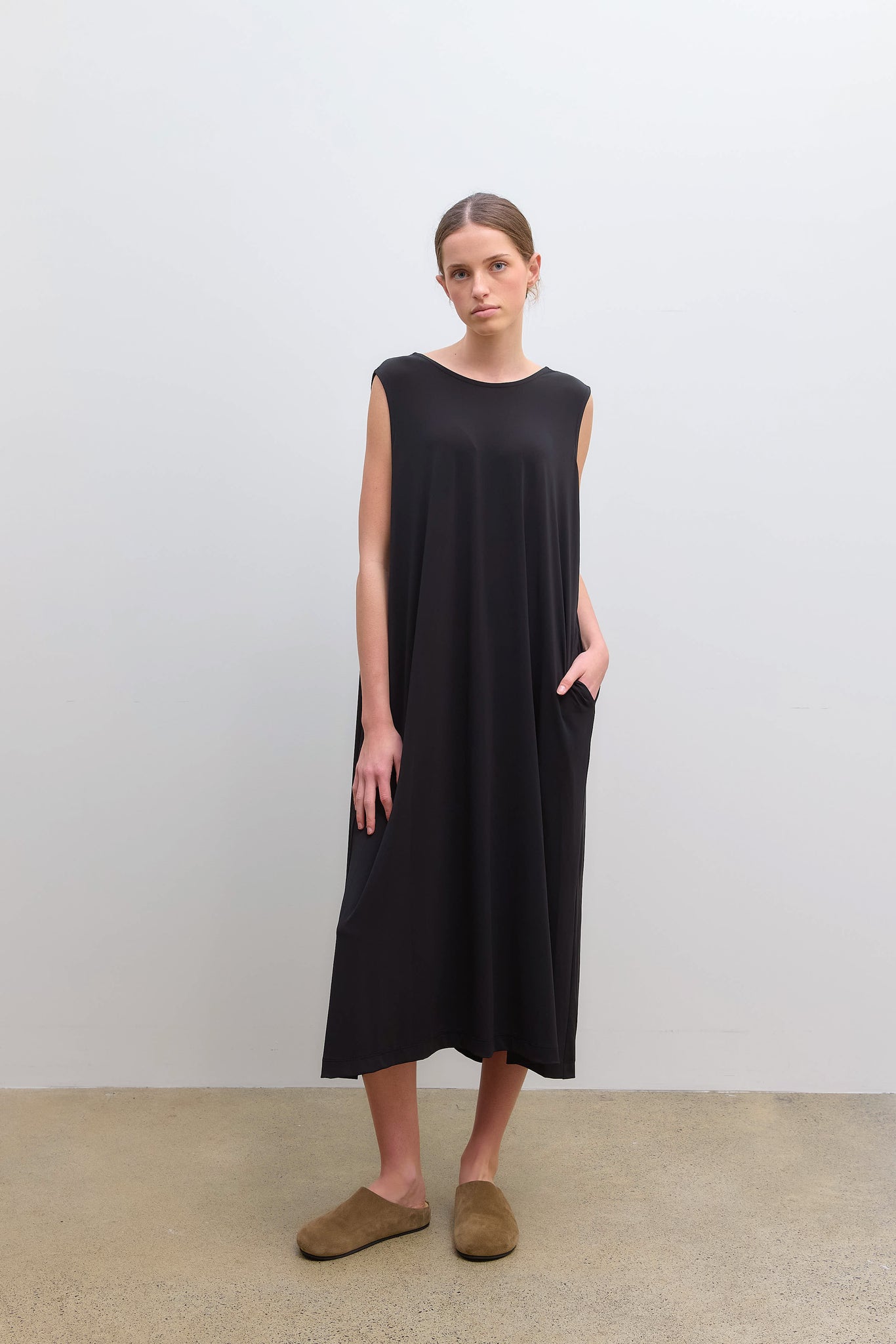 Drape Jersey Dress Black