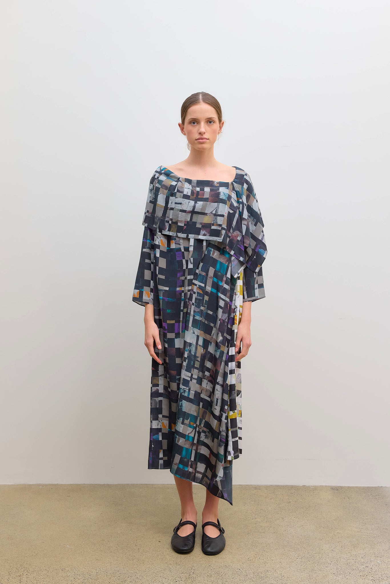 Draped Sequel Dress Print Black Multi