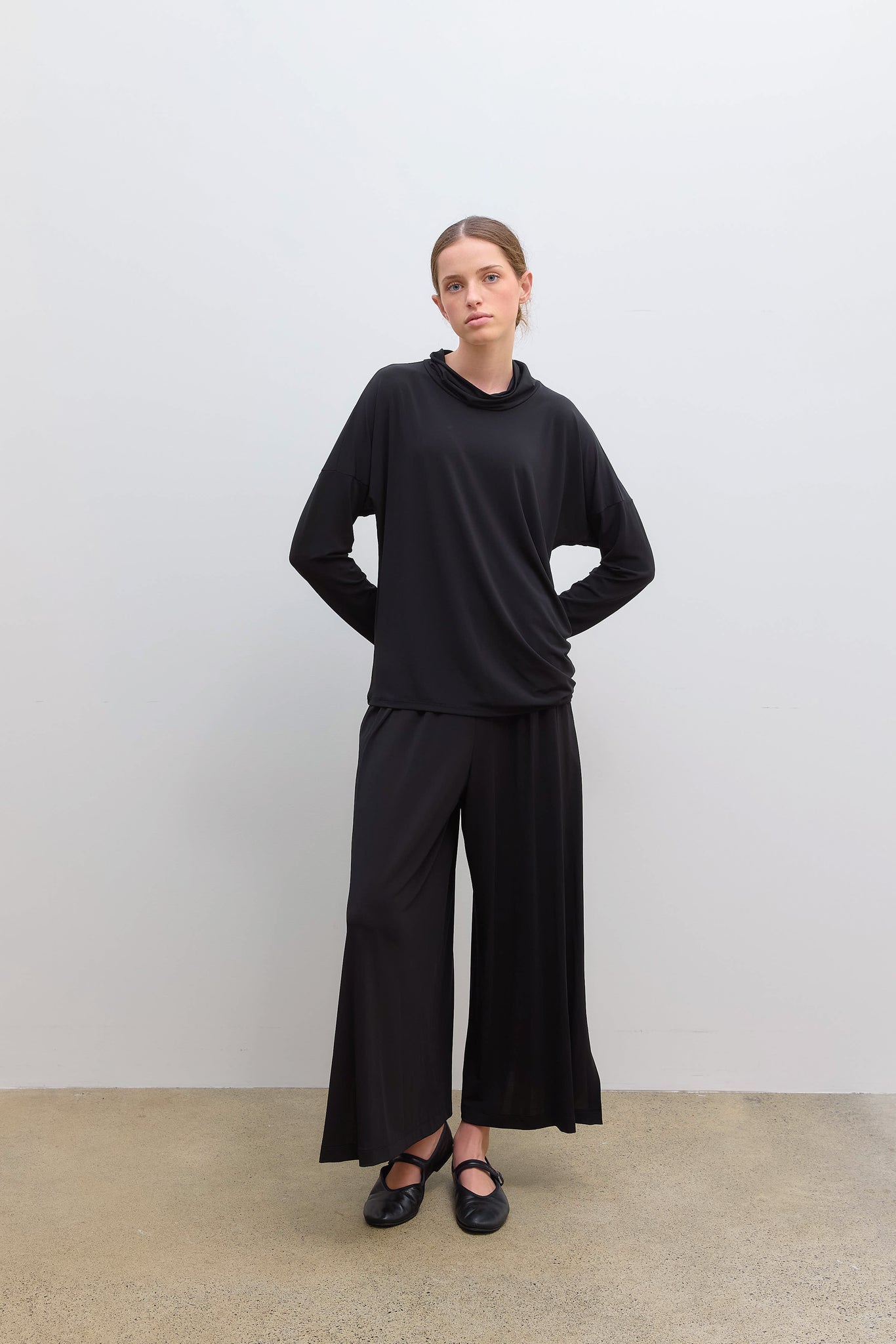 Drape Jersey Pants Black