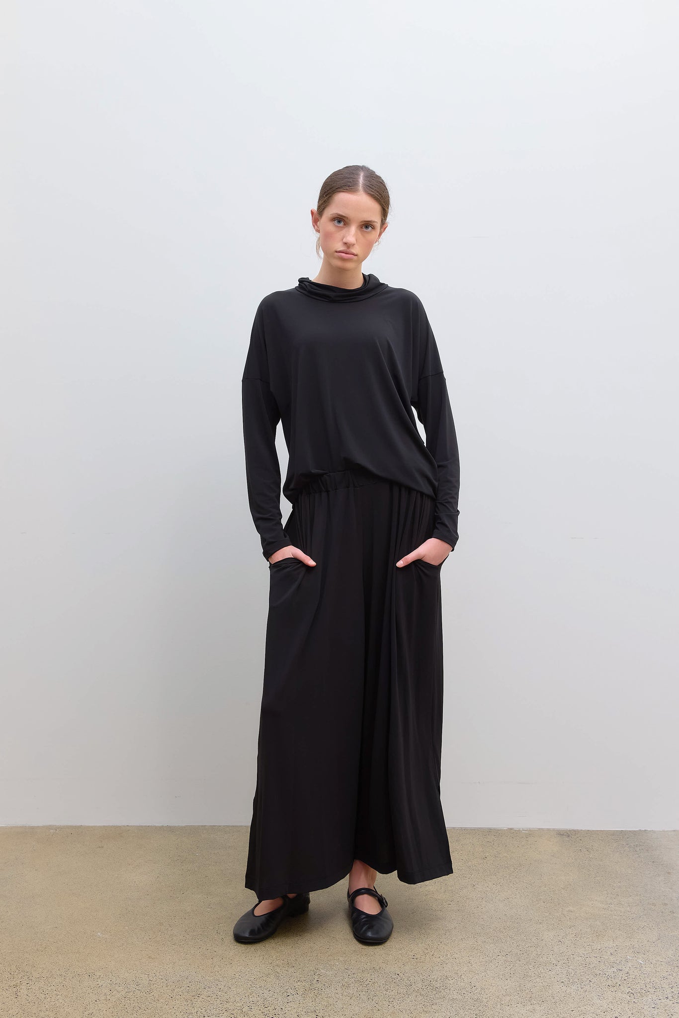 Drape Jersey Top Black