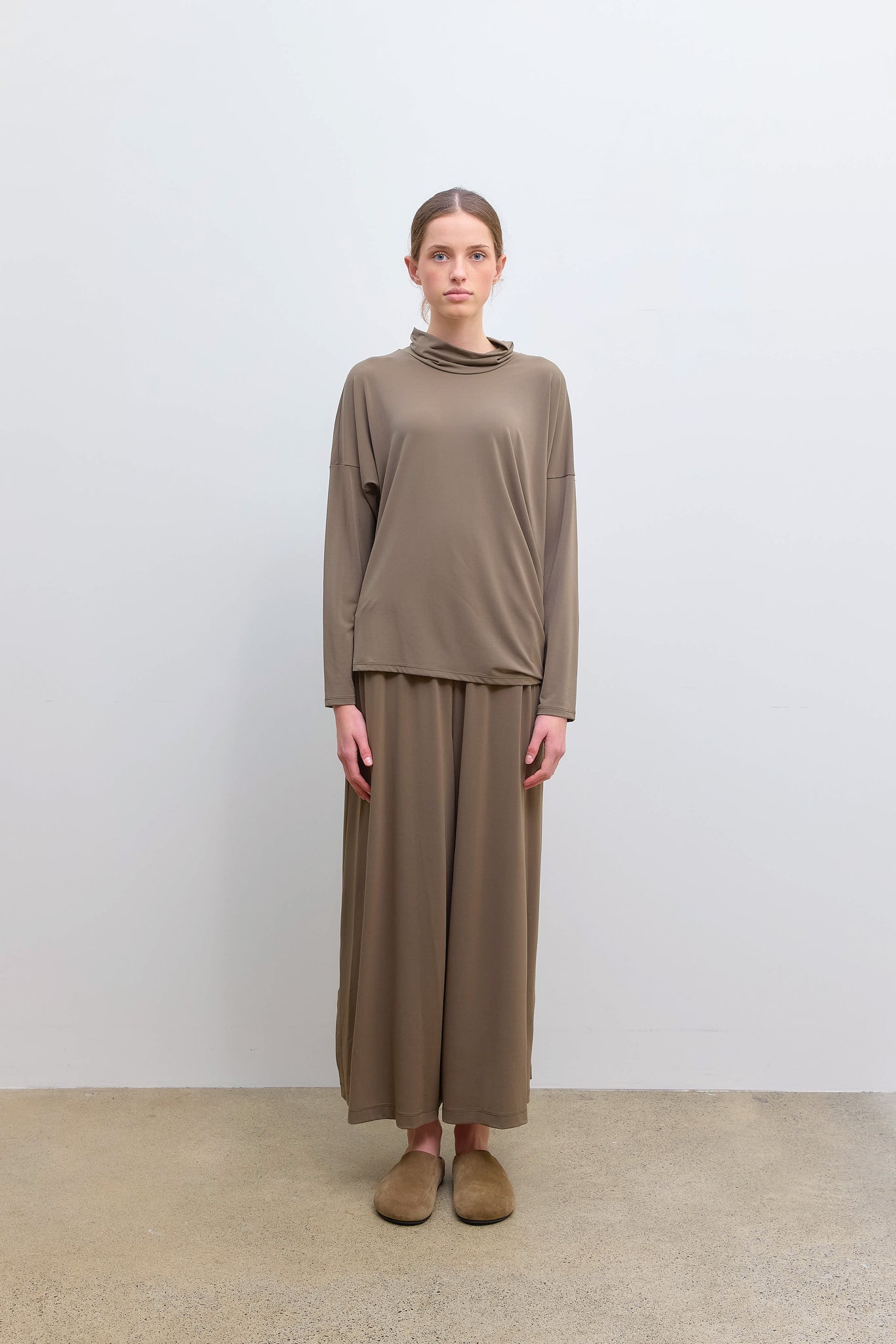 Drape Jersey Top Khaki
