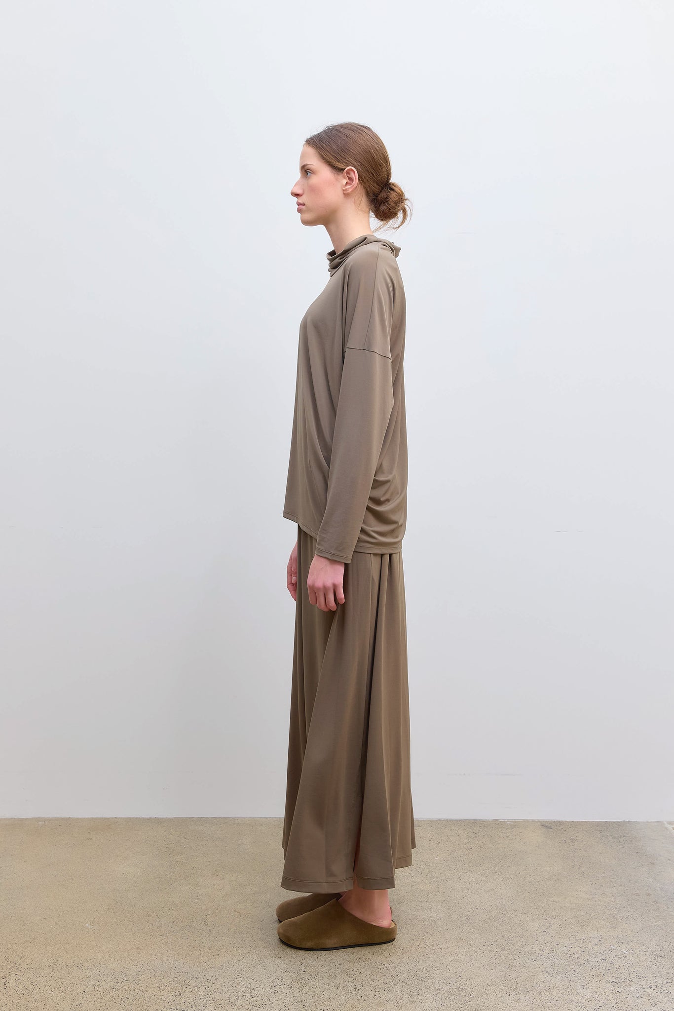 Drape Jersey Top Khaki