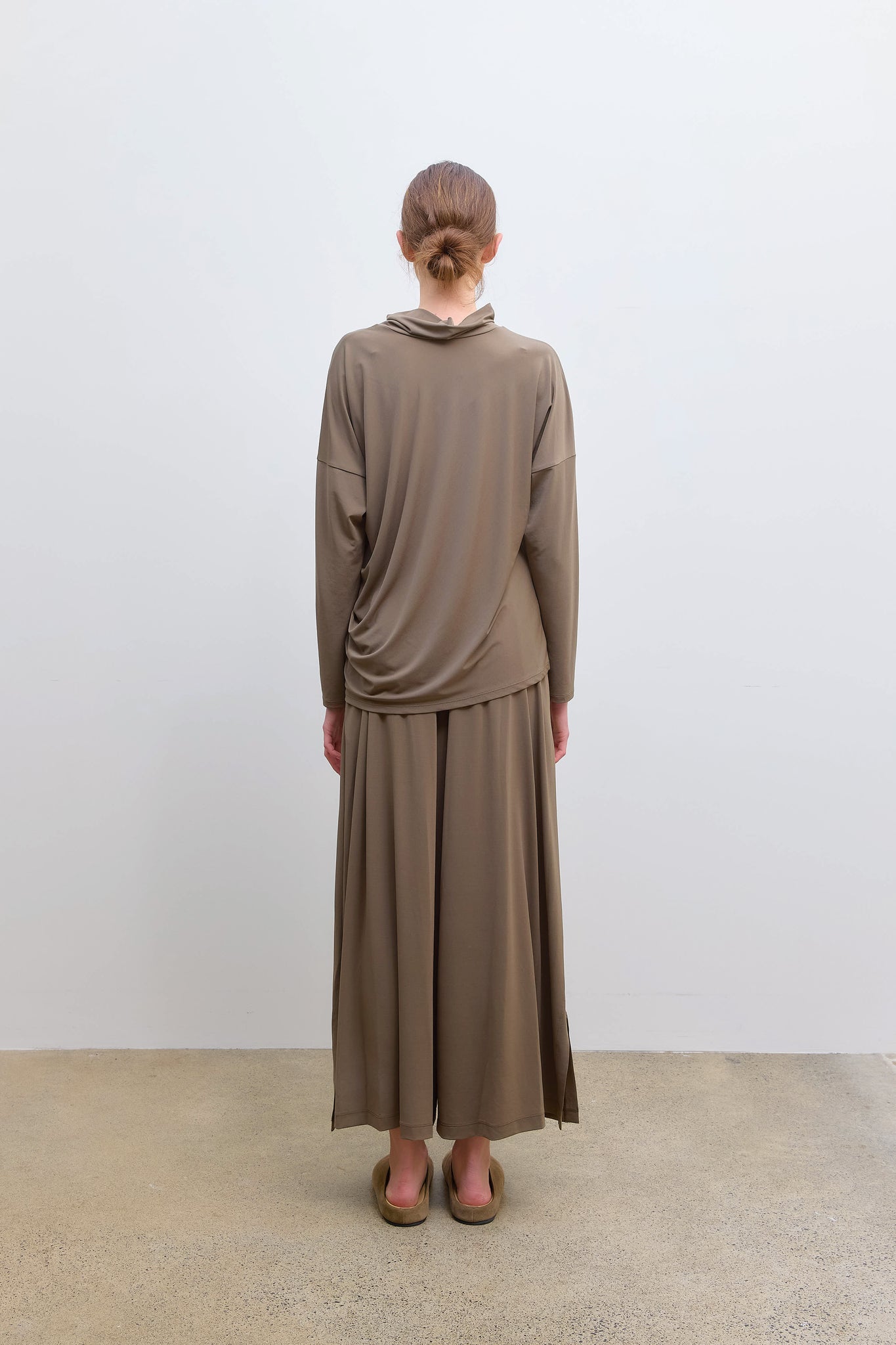 Drape Jersey Top Khaki