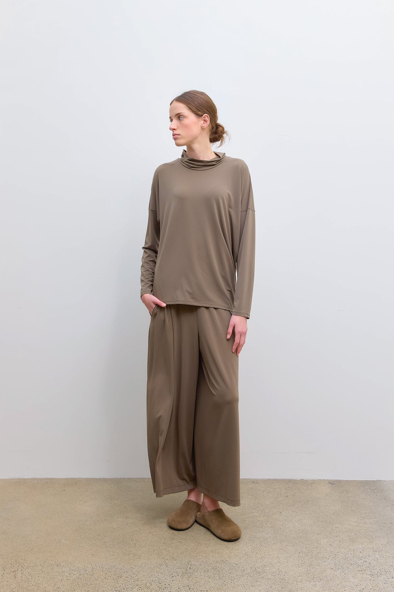 Drape Jersey Top Khaki