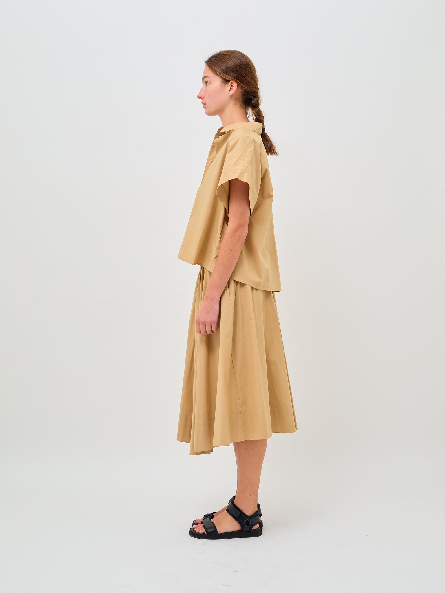 Cotton Popline Boxy Shirt Dune