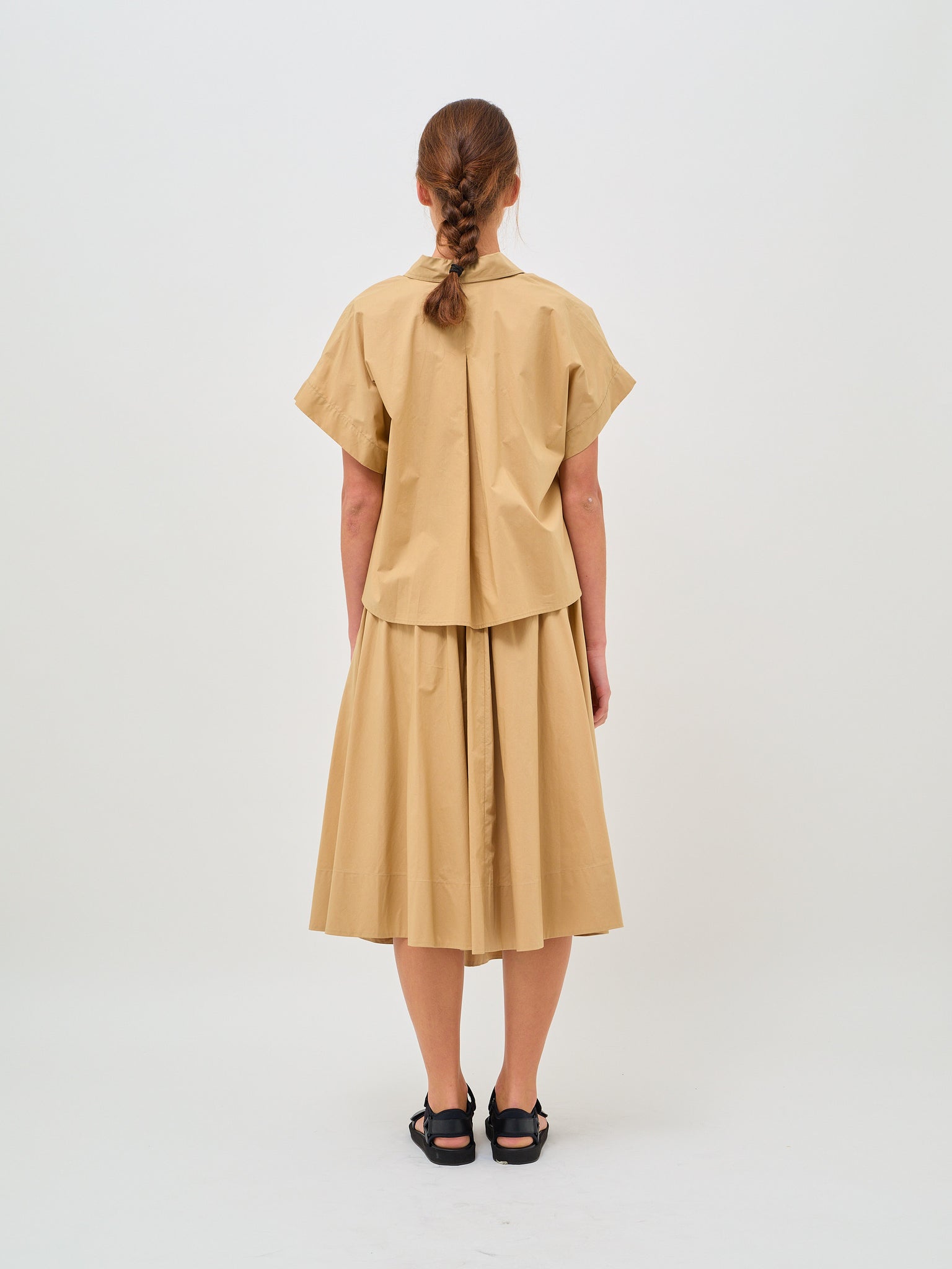 Cotton Popline Boxy Shirt Dune